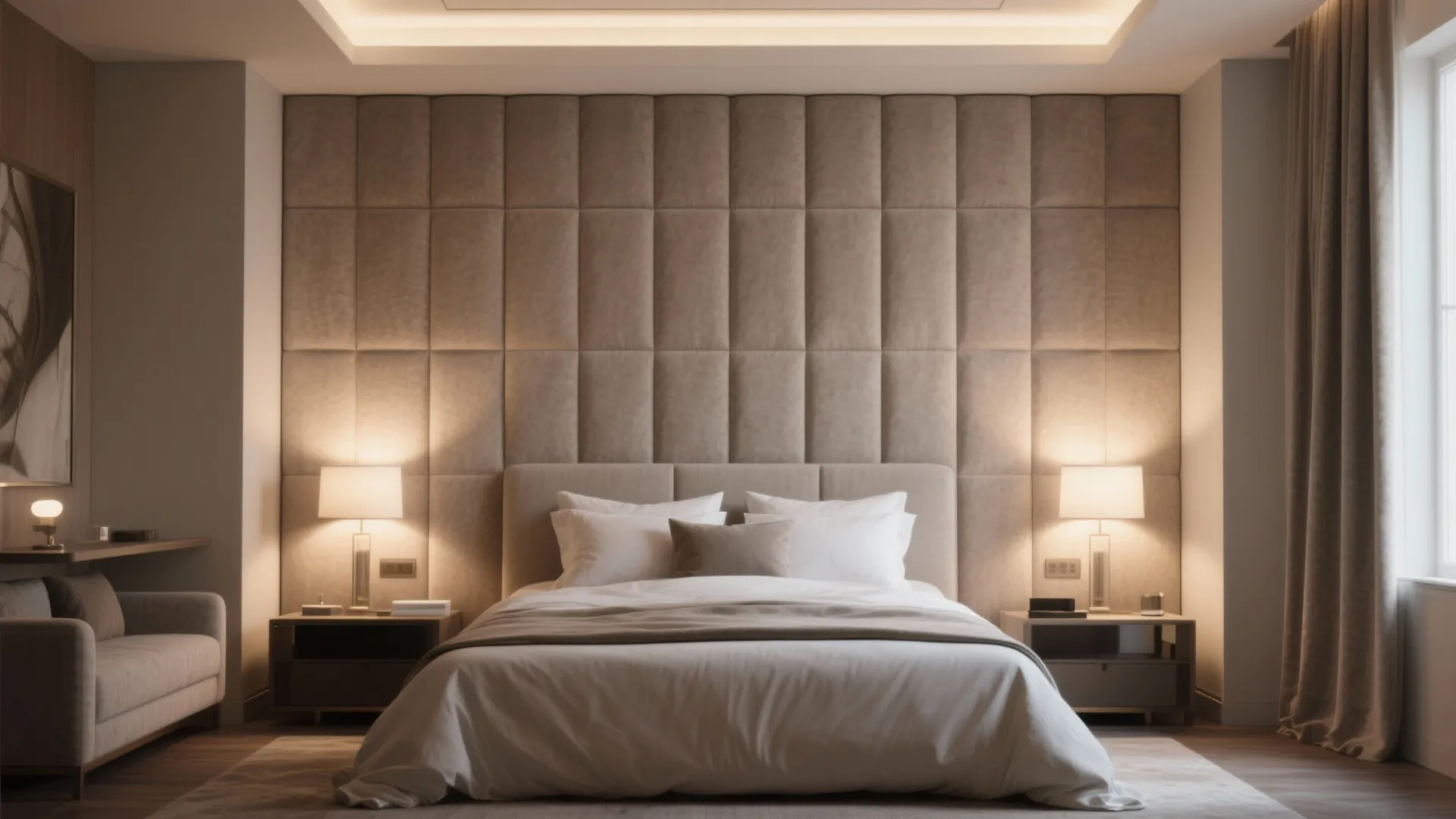 5. Oversized Upholstered Panels for a Hotel Feel