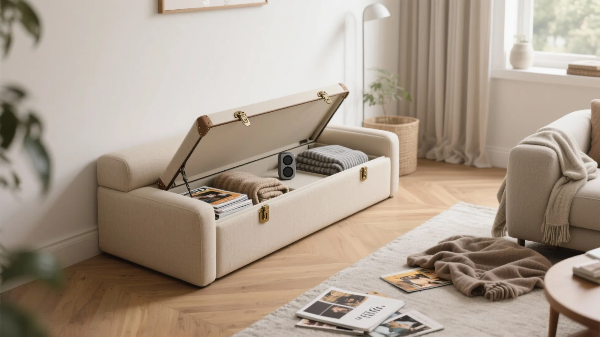 1) Minimal Upholstered Bench with Hidden Storage