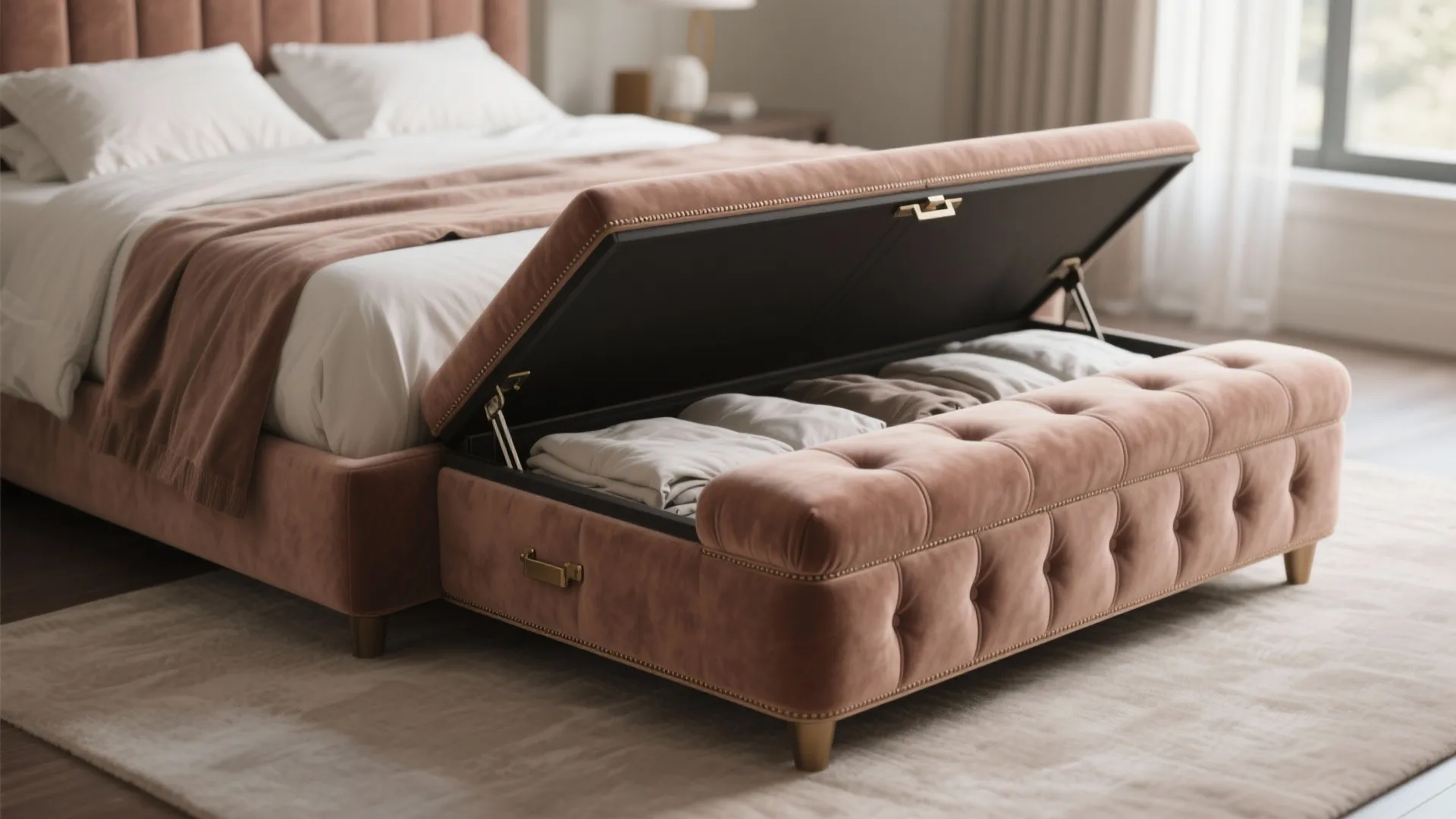 1. Upholstered storage bench