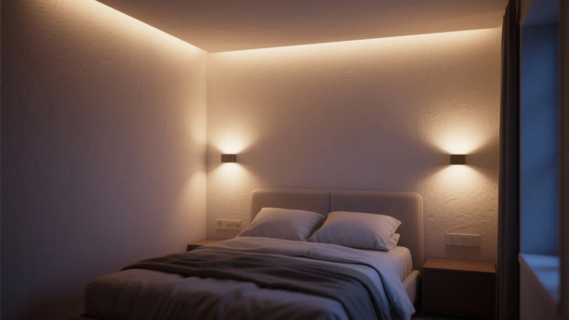 Wall-mounted uplights for calm, indirect ambience