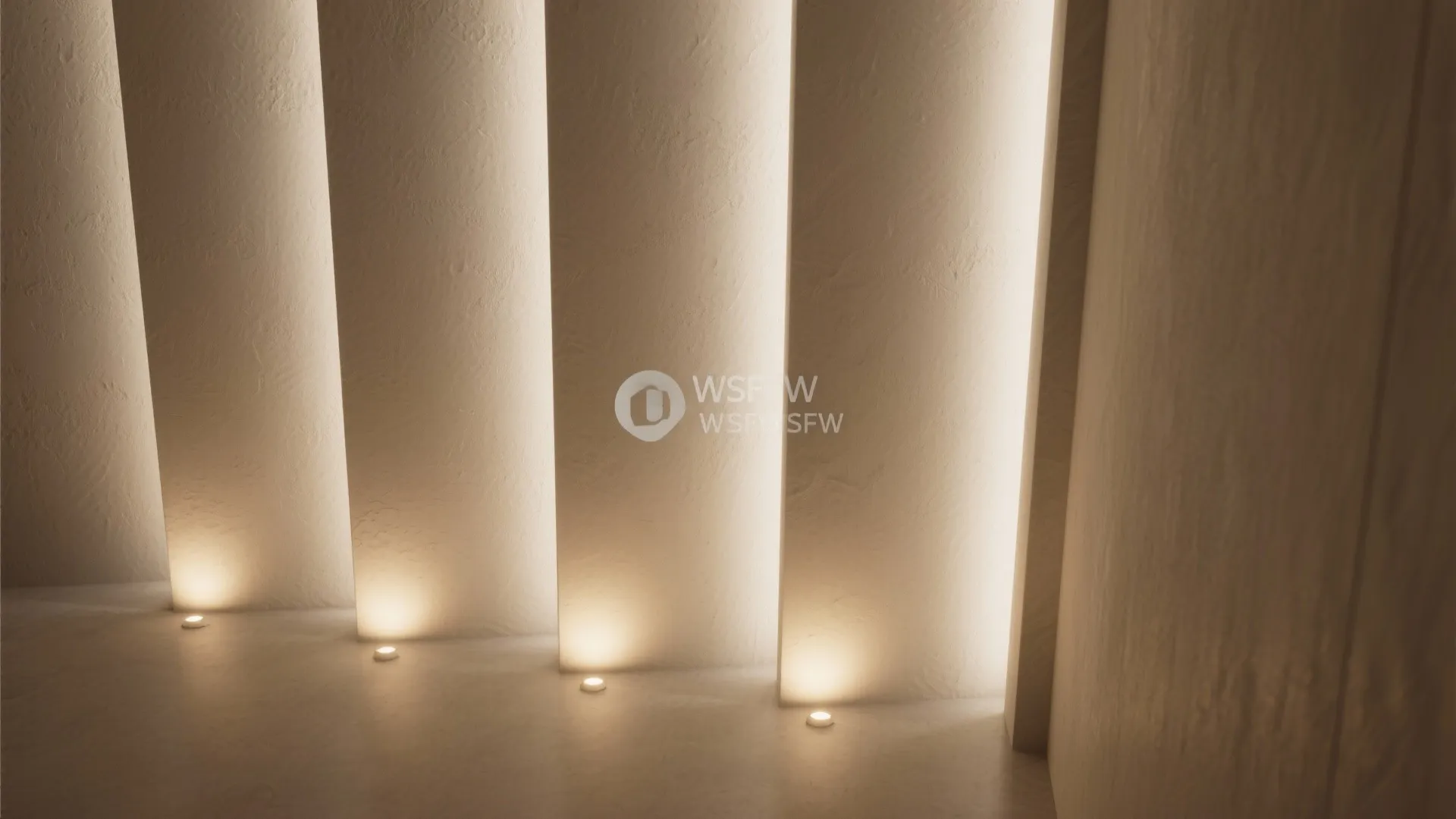 1. Layered lighting with recessed uplights and wall washers