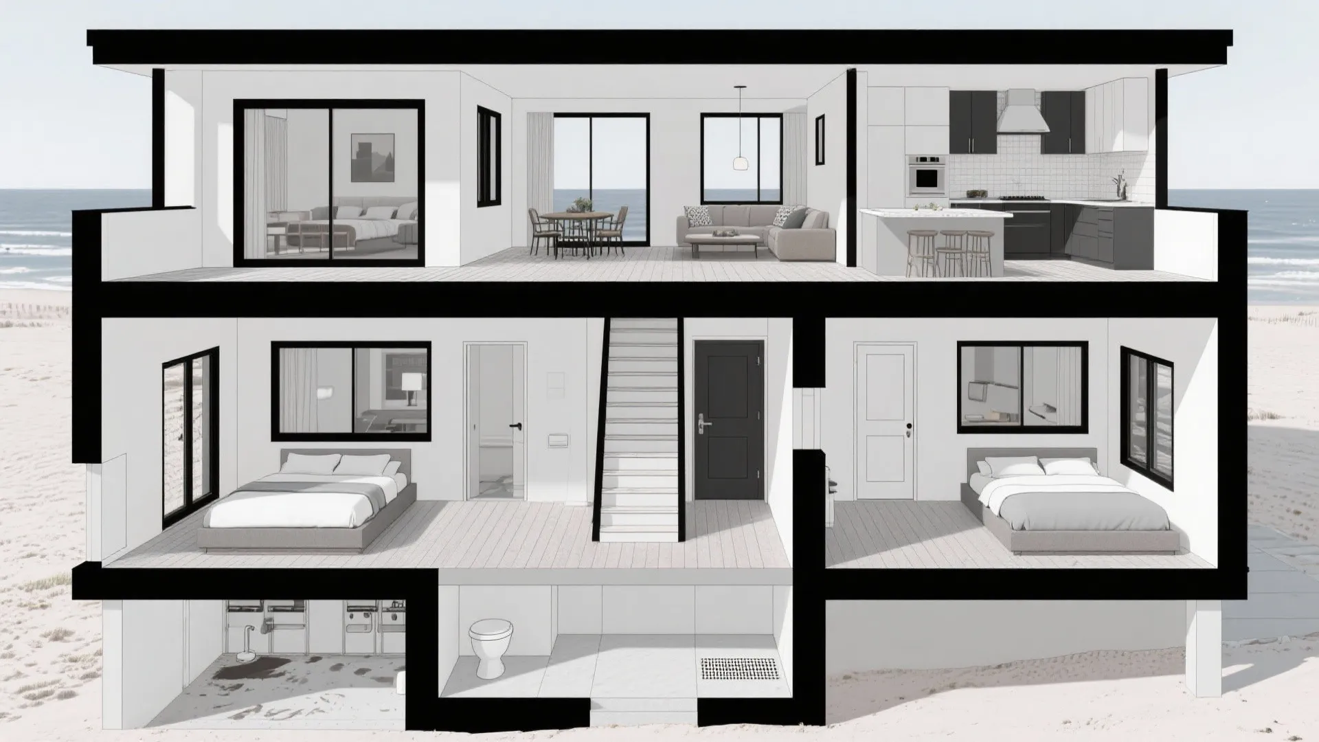 Upper Social Deck + Lower Quiet Core