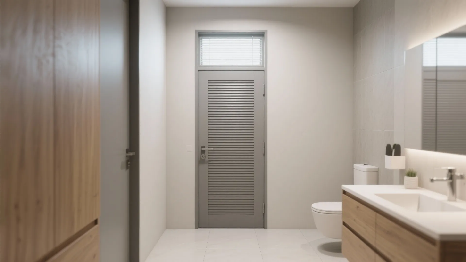 uPVC or Aluminum Door with Louvers and Light