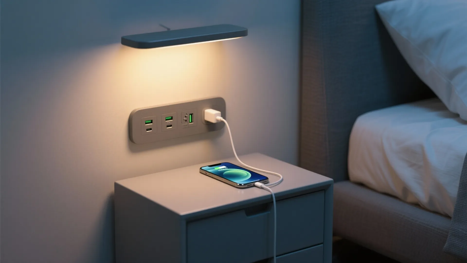 4. Wall-mounted USB lights for charging and convenience