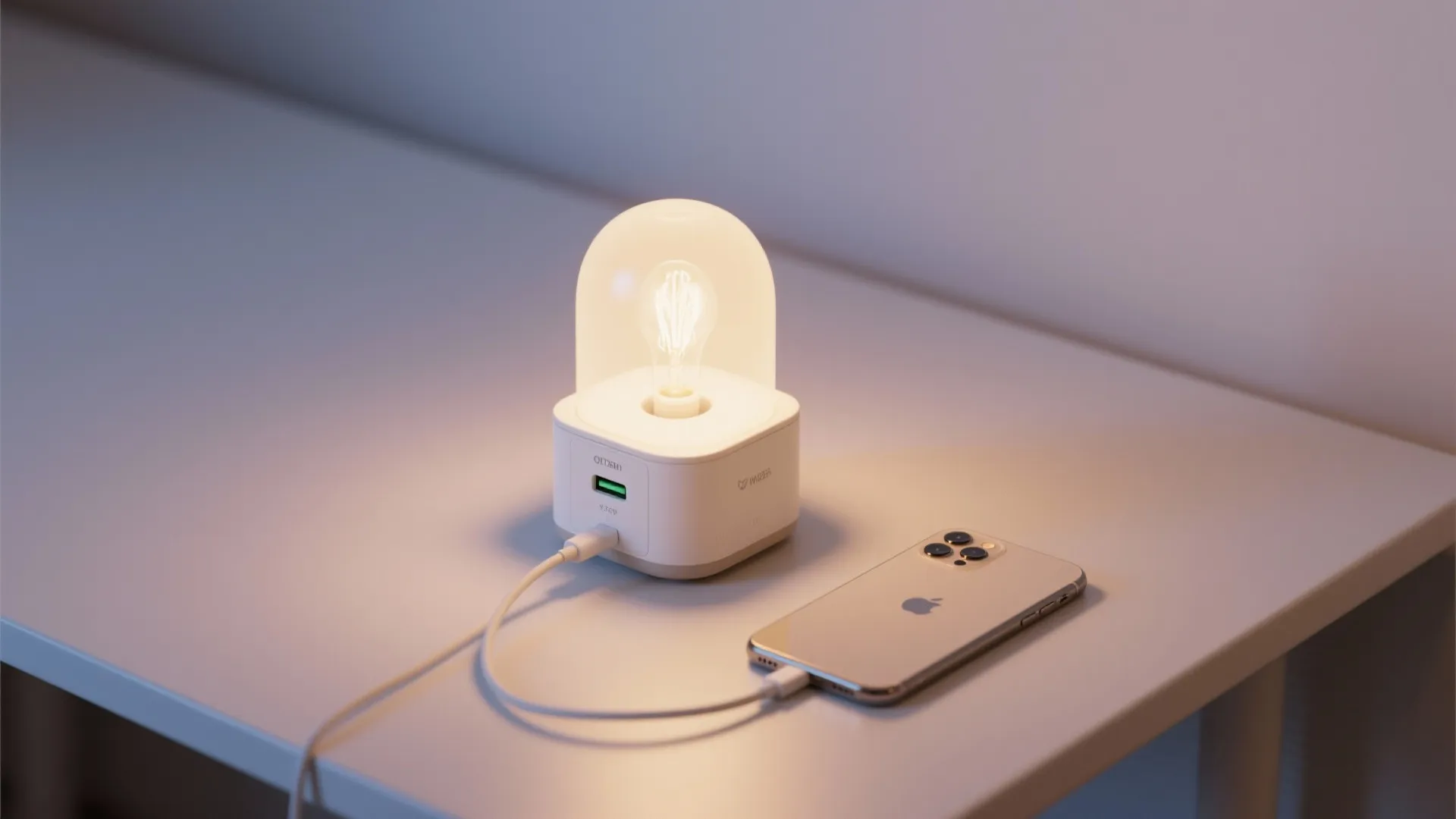 3. Compact lamp with integrated USB and soft-white bulb