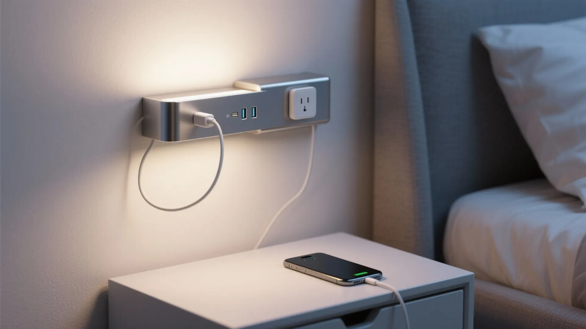 2. Plug-In Wall Lamps with Built-In USB