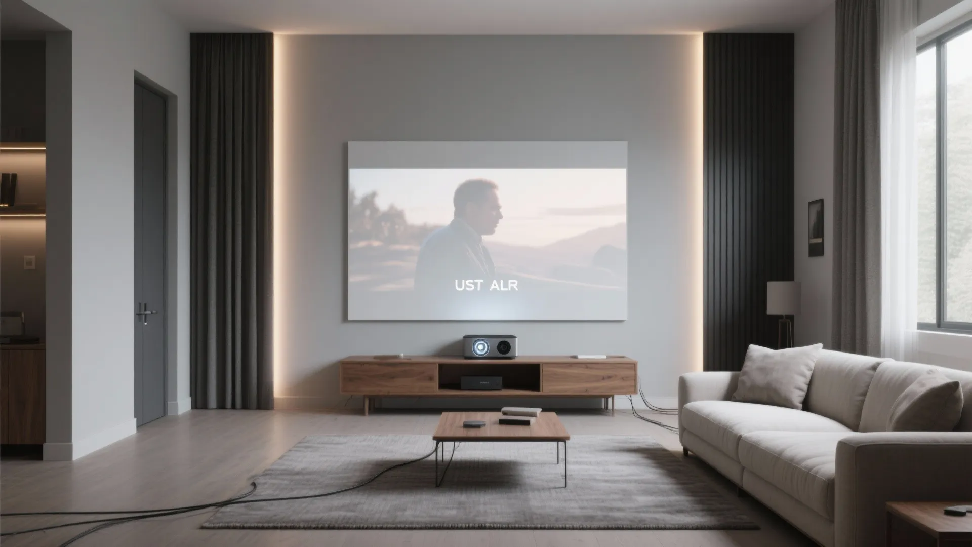 Ultra-Short-Throw Wall with Light Control