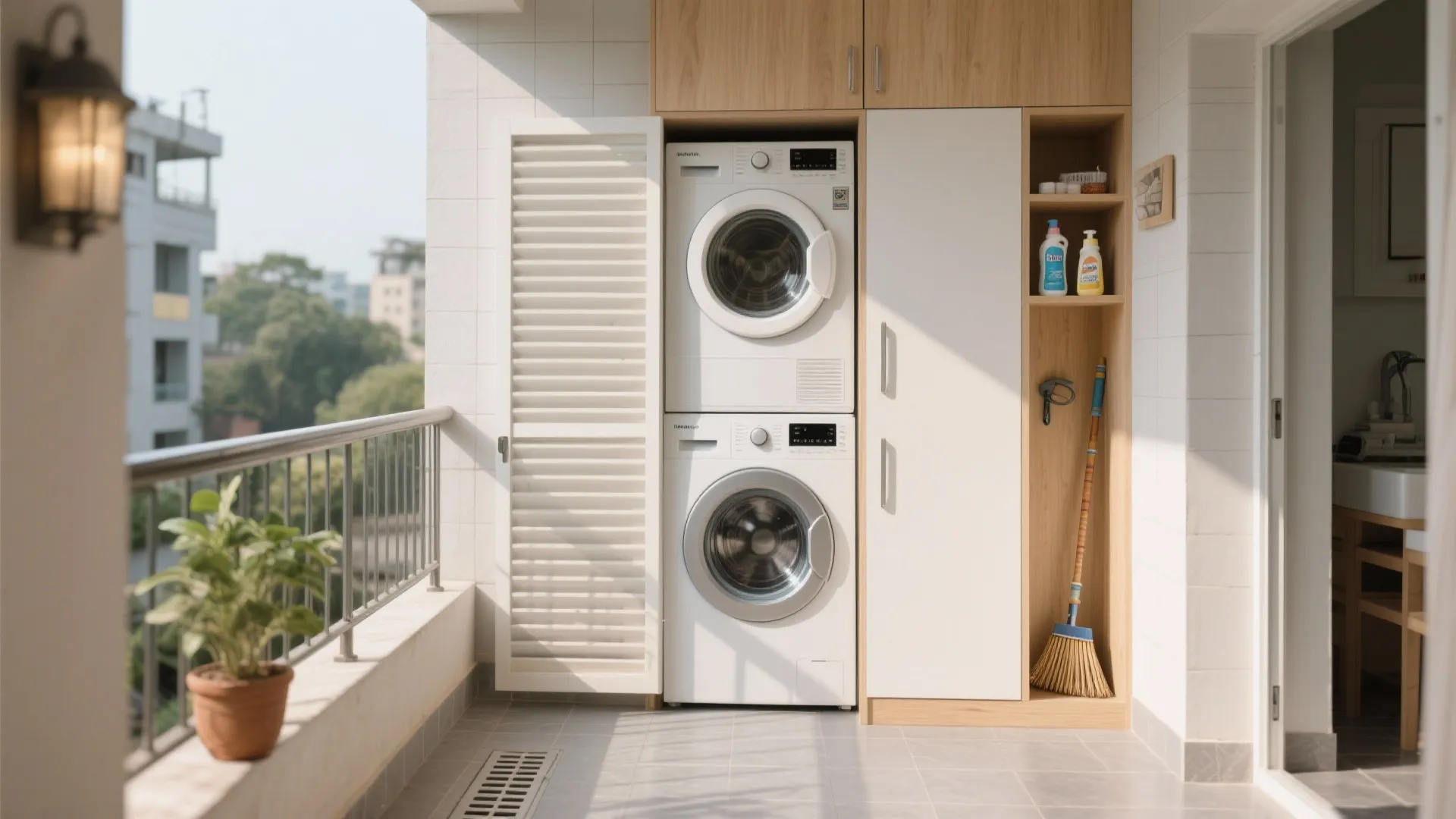 Entry and balcony utility wall done beautifully