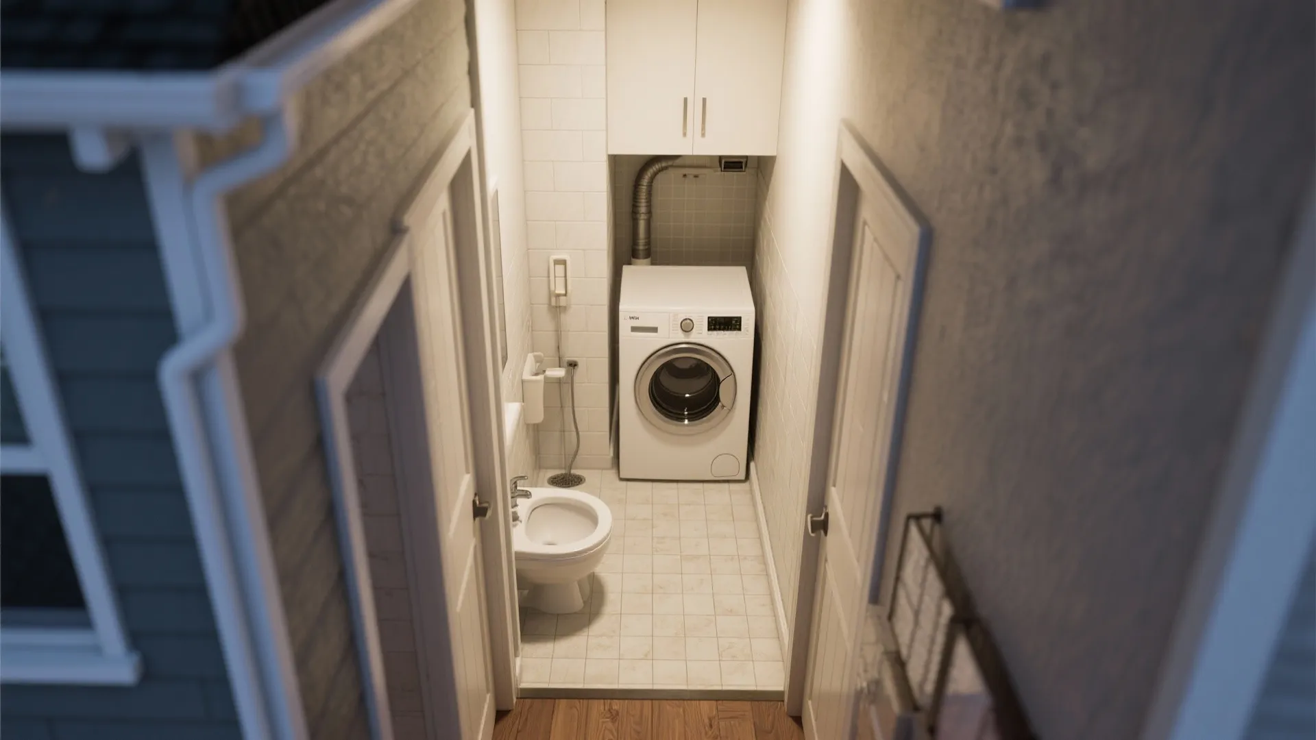 5. Shared utility bay: bathroom plus laundry zone