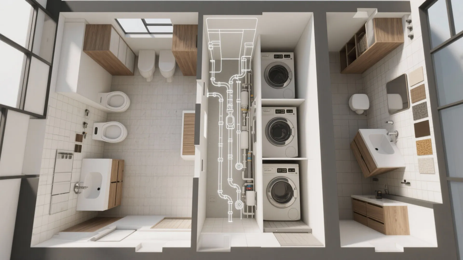 Smart circulation with compact utility core