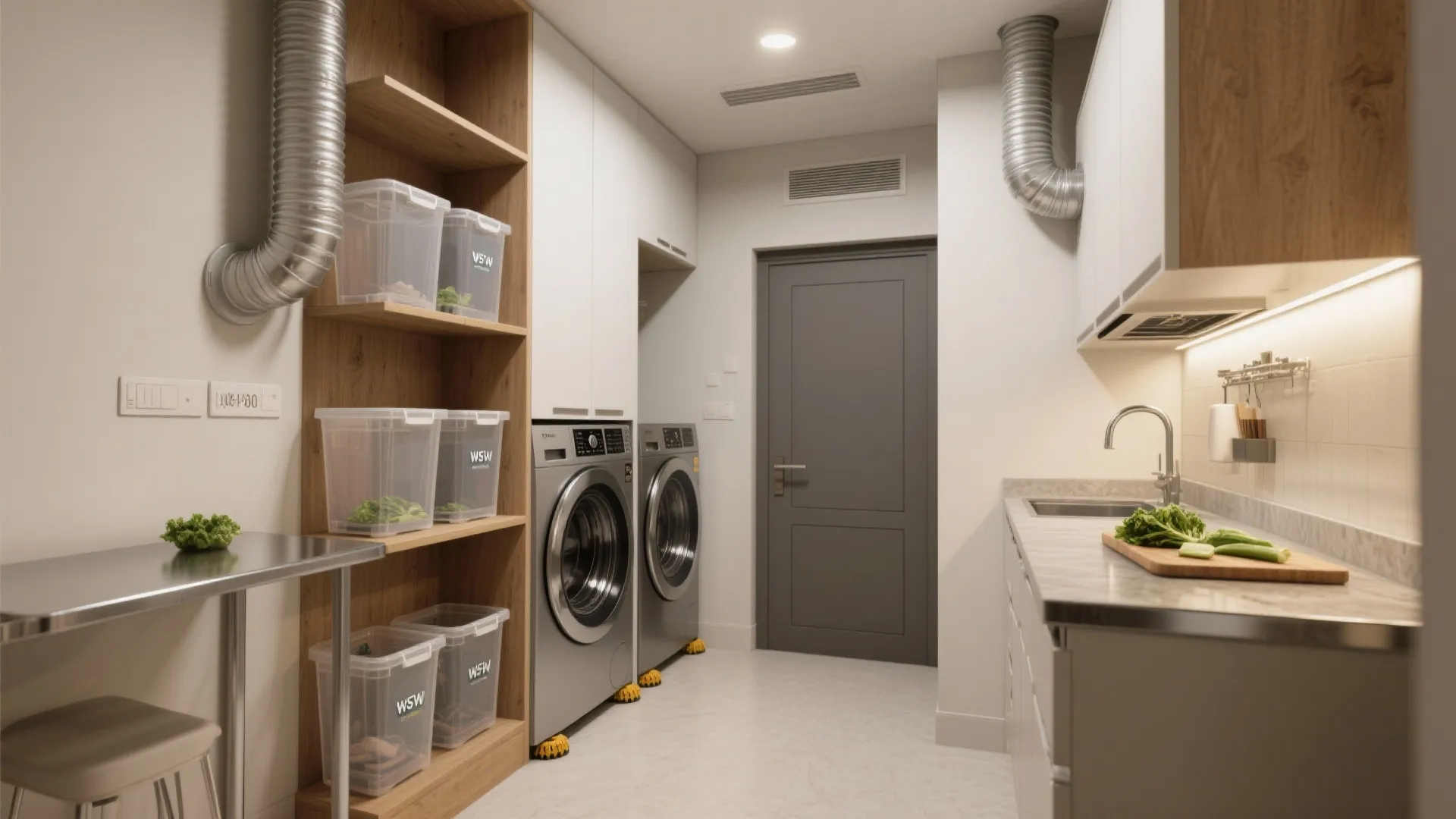 Multi-Functional Utility: Pantry, Laundry, and Prep Zone