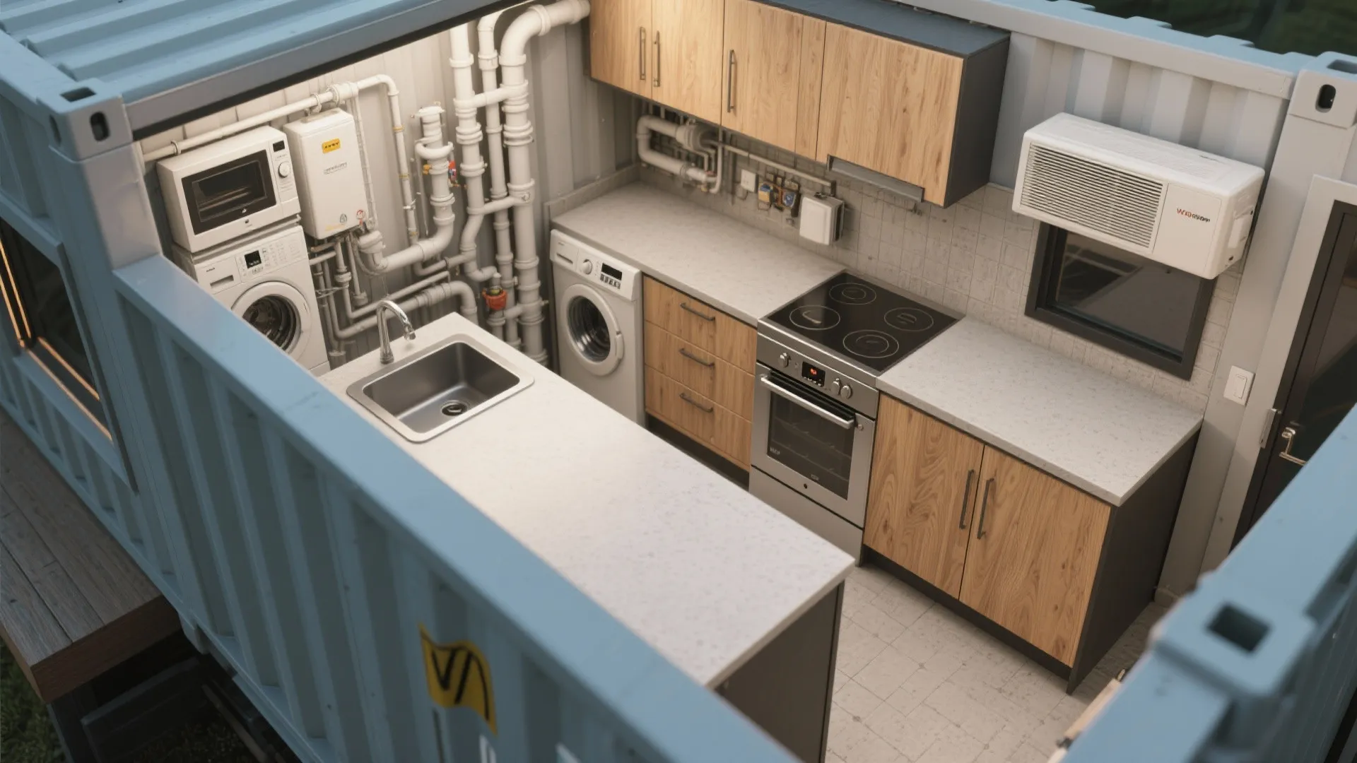 5. Clever utility stacking and compact kitchens