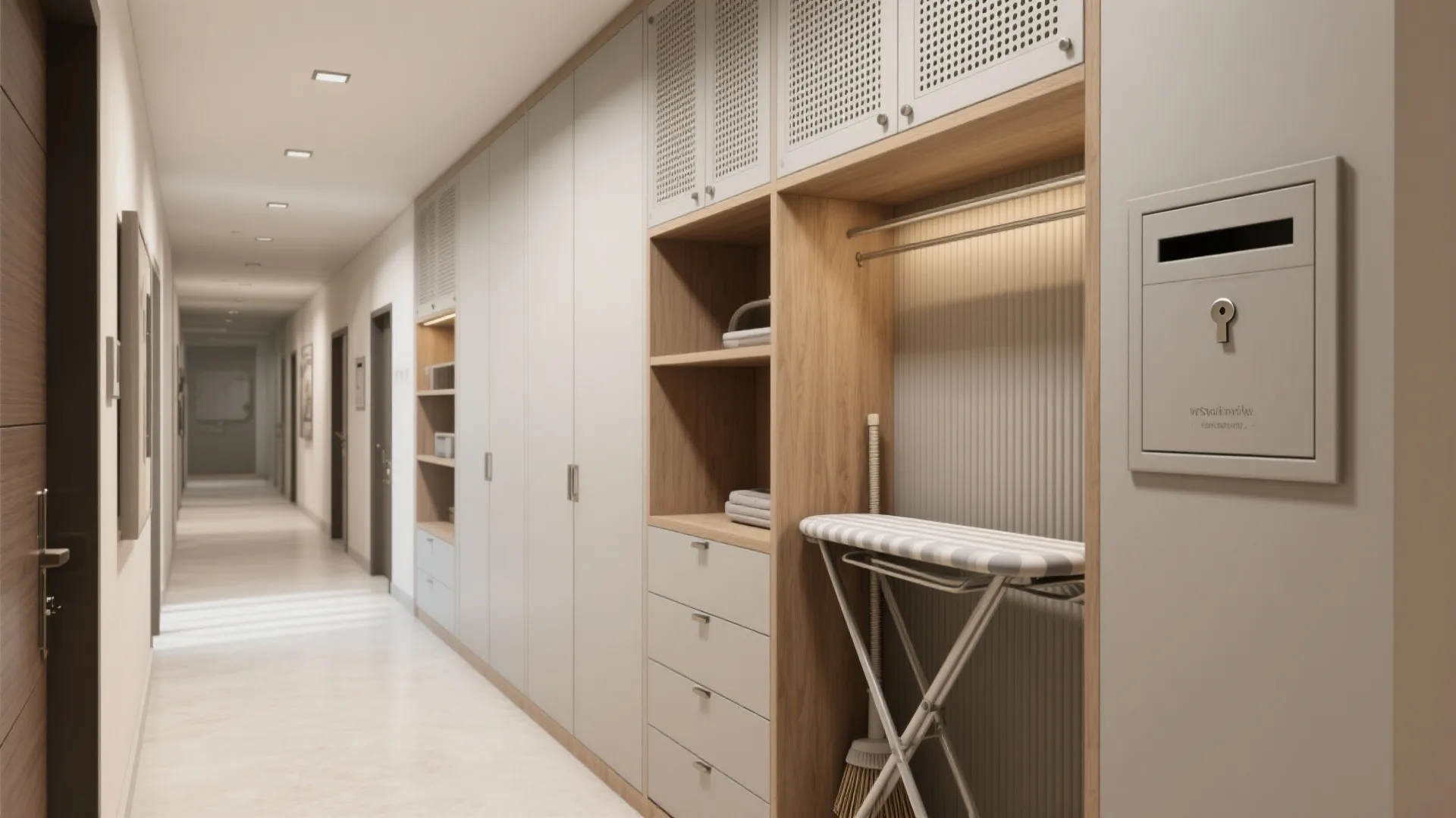 Utility core and a storage wall: a back-of-house spine