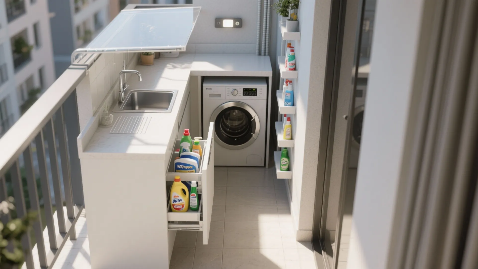 Compact Puja Niche and a Utility Balcony That Works Hard