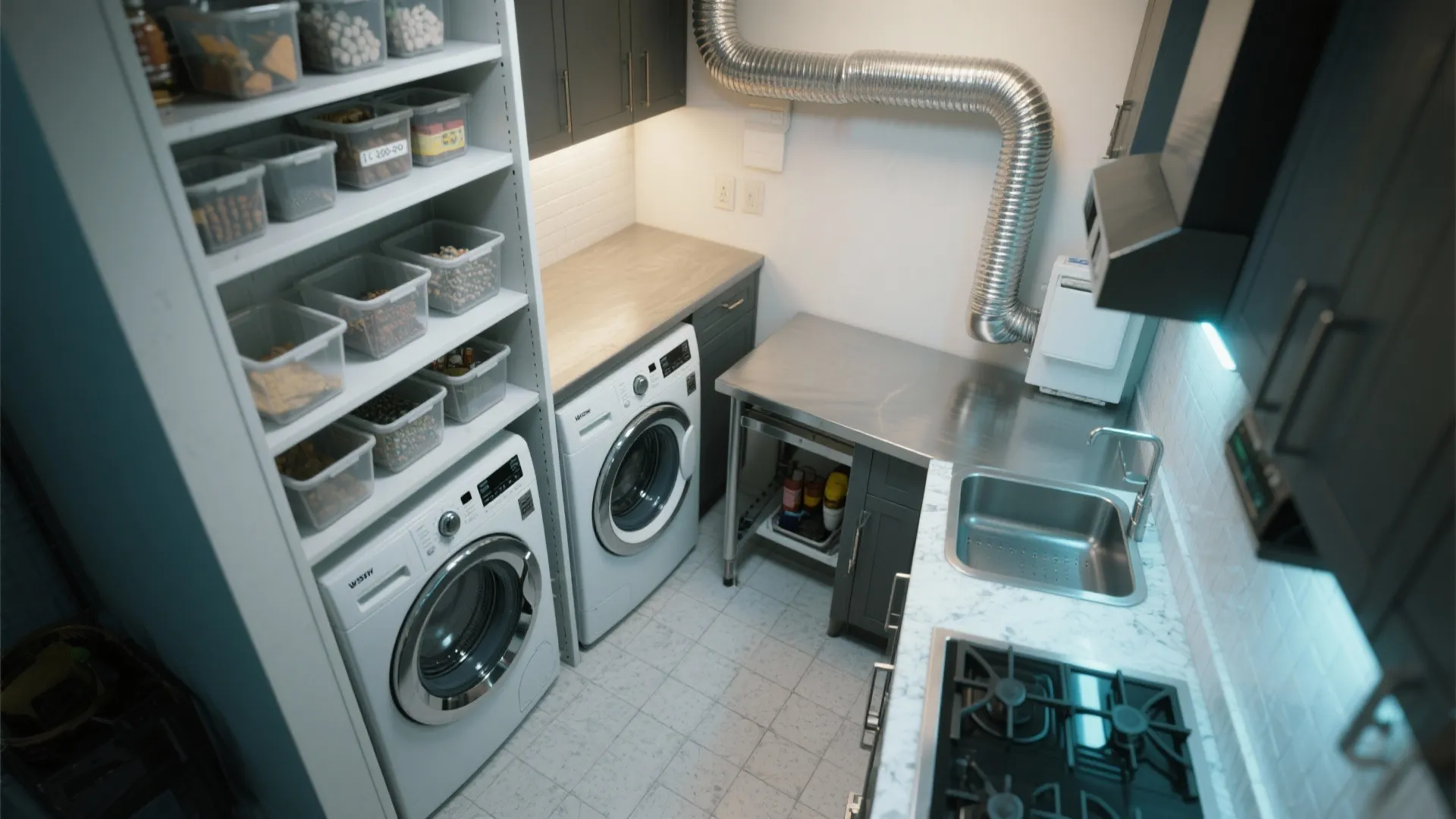 Multi-Functional Utility: Pantry, Laundry, and Prep Zone