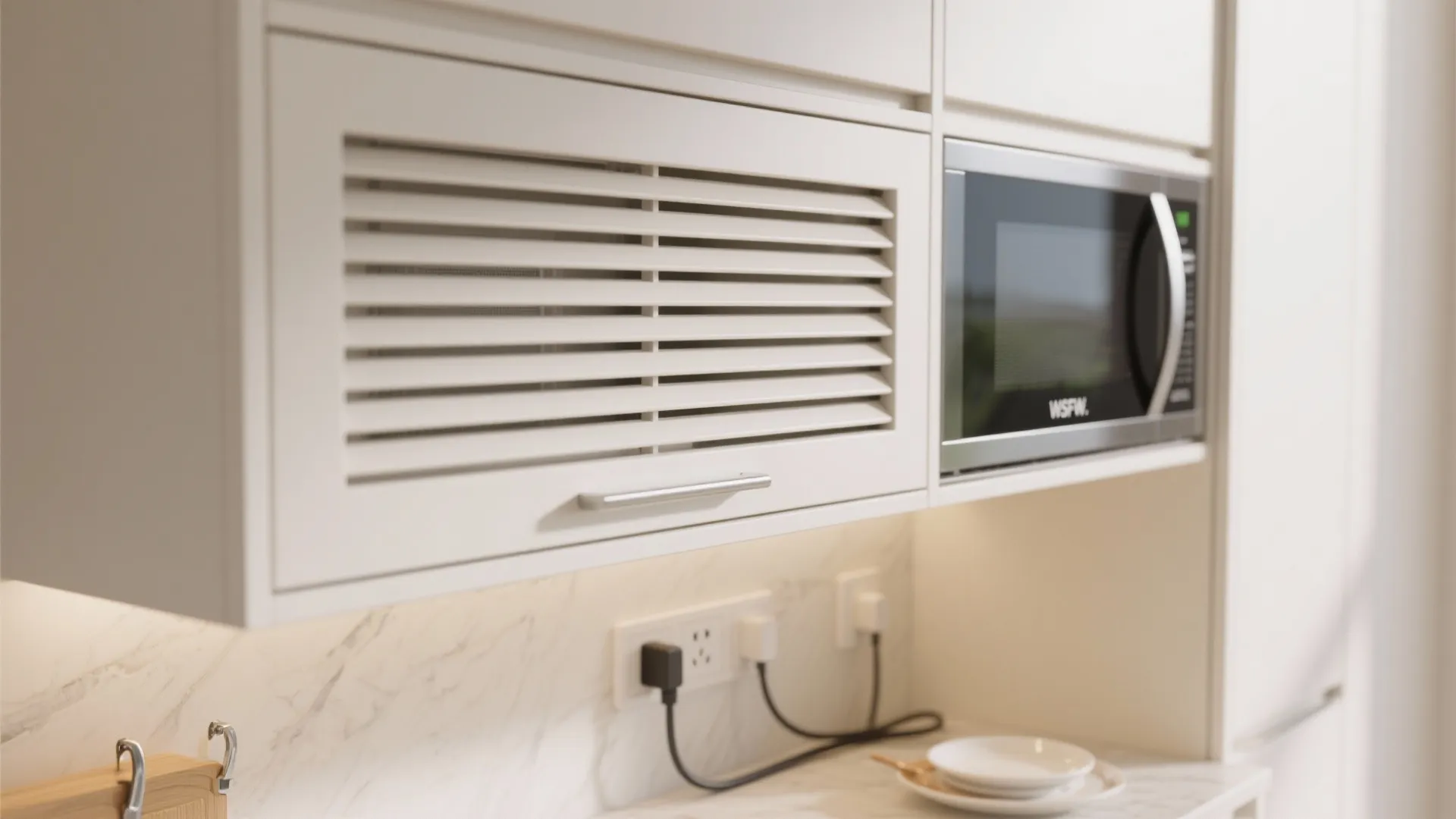 Compact Breakfast Counter and Hidden Utilities