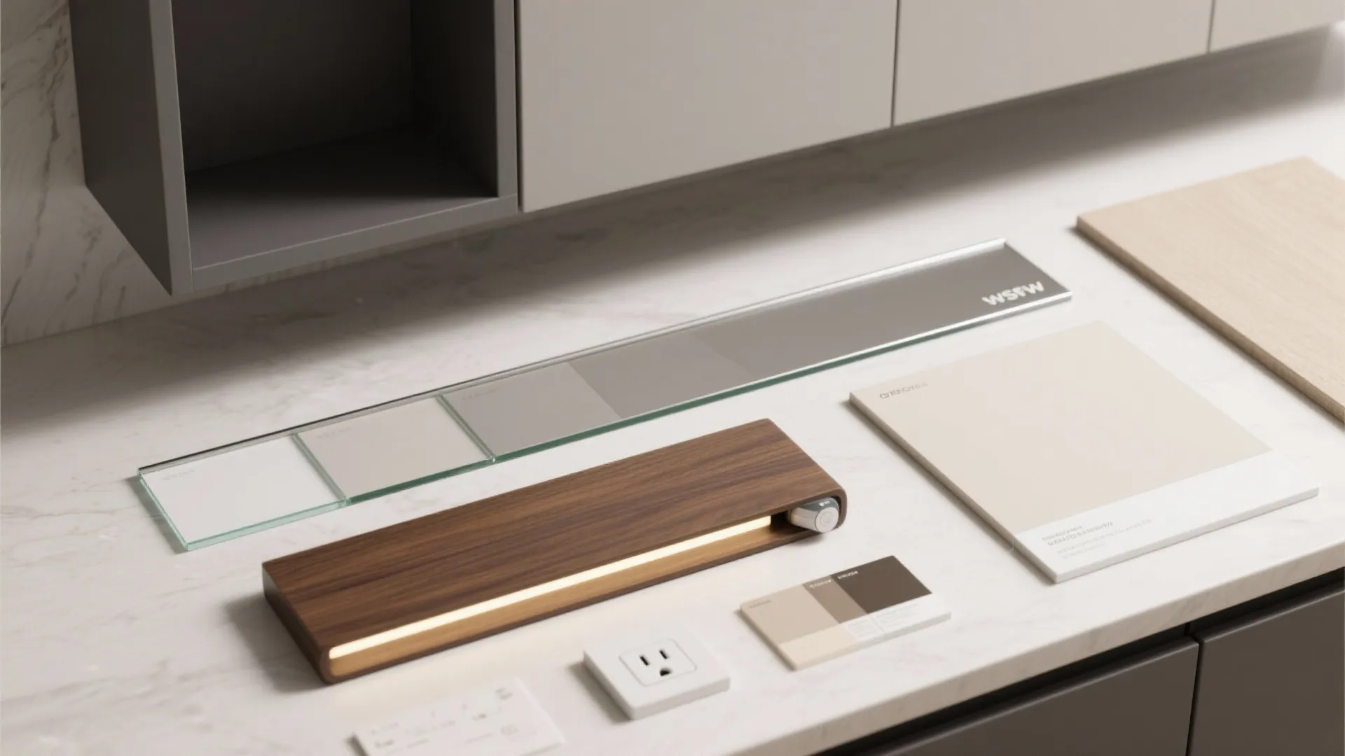 Utility Wall With Integrated Rails, Power, and Smart Lighting