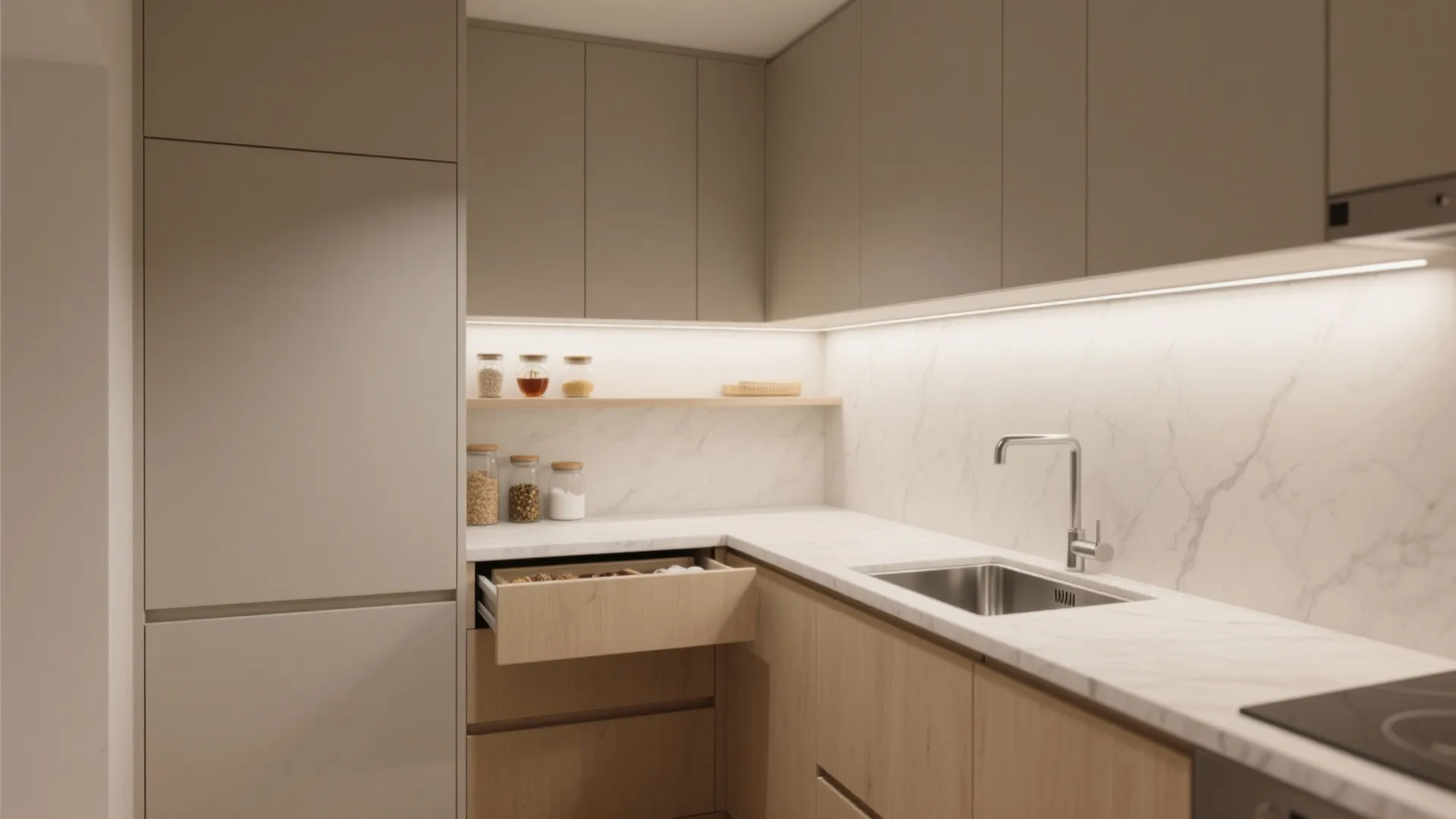 Minimalist kitchen storage that actually works