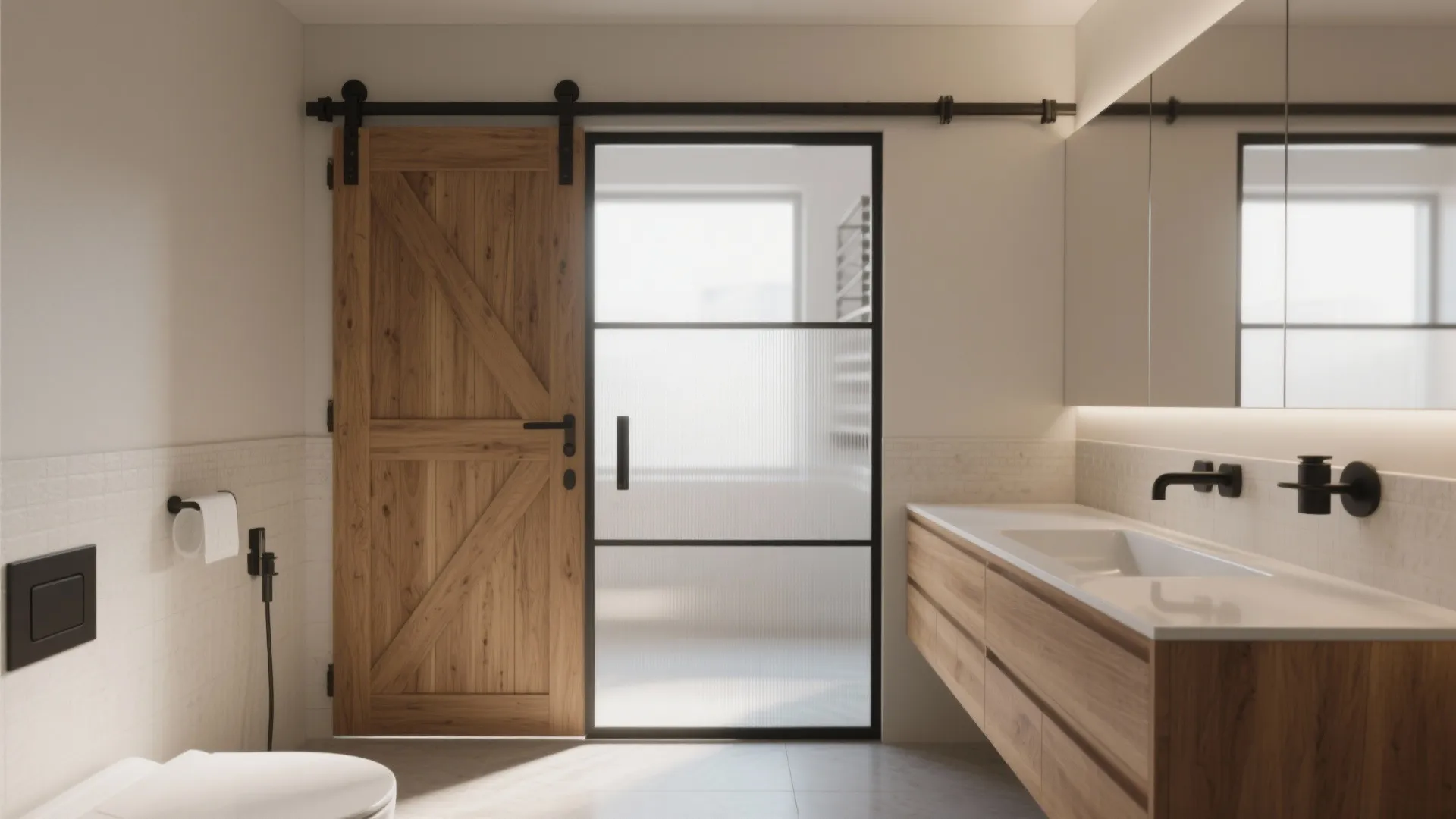 5 Clever Bathroom Vanity Barn Door Ideas: Small-space bathroom charm: barn doors that maximize style and function