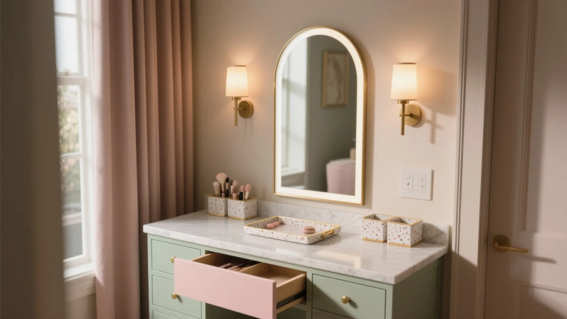 Vanity “Beauty Bar”: Lighting, Mirror, and Smart Storage