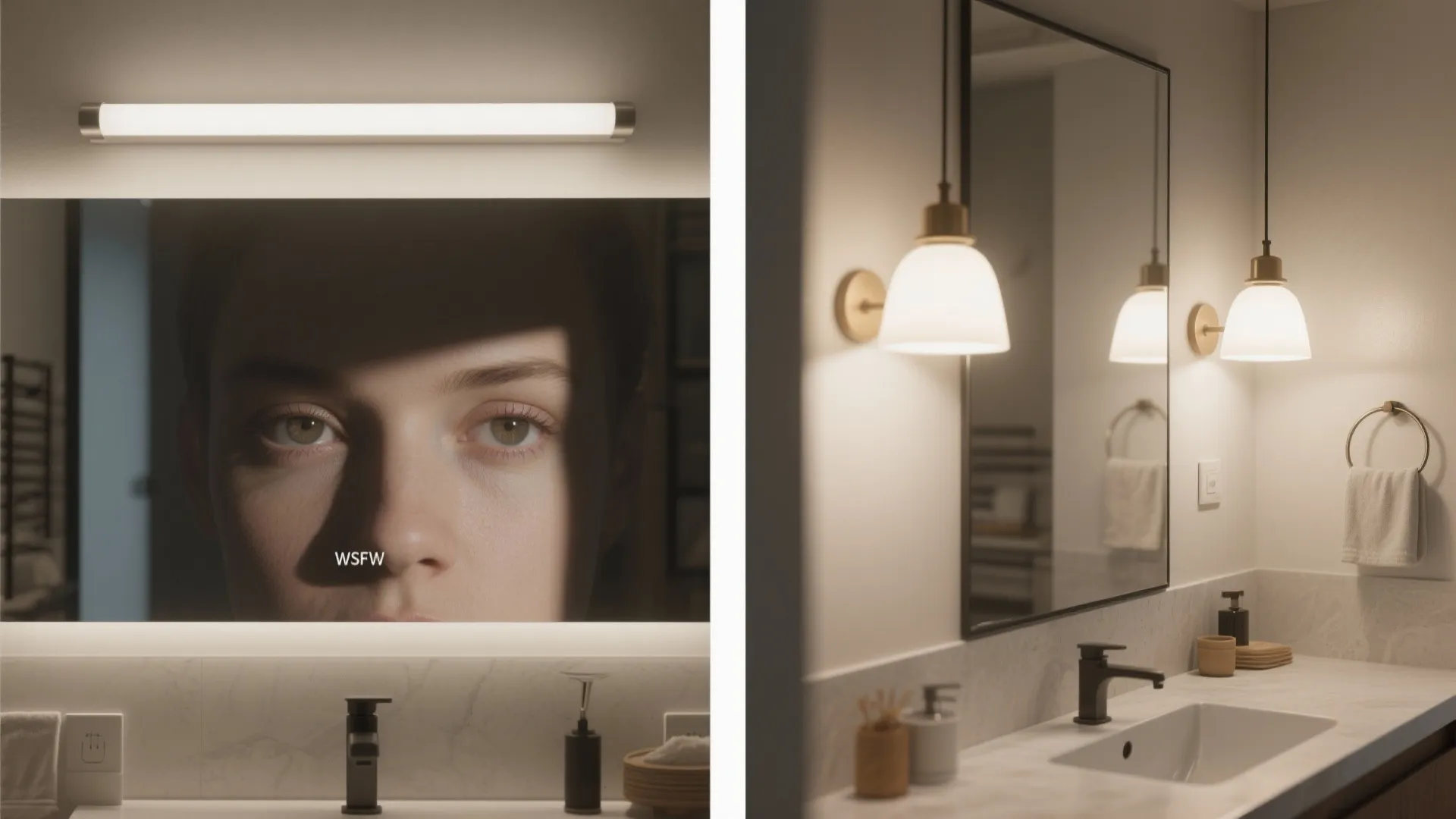 4) Decorative mini pendant cluster in lieu of vanity bar