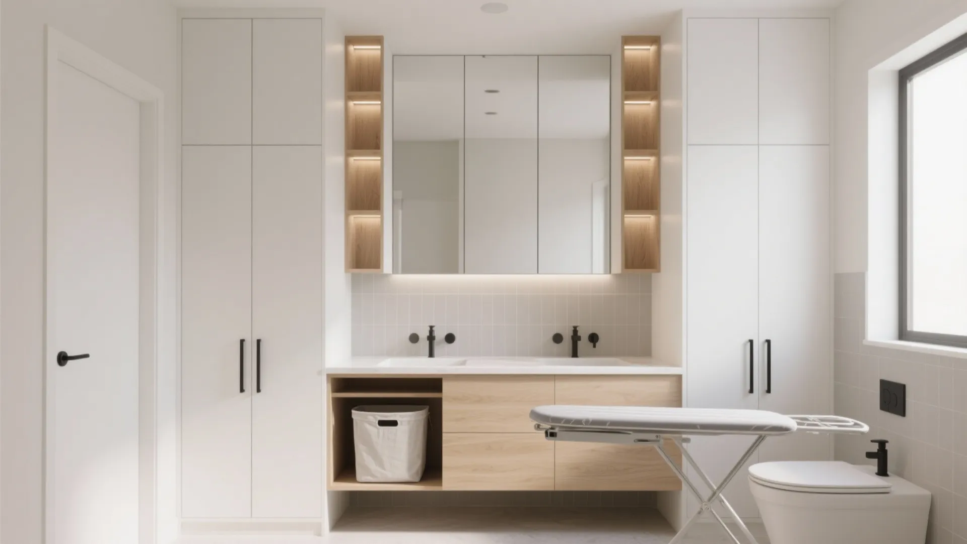 Minimalist Built-ins Around the Vanity