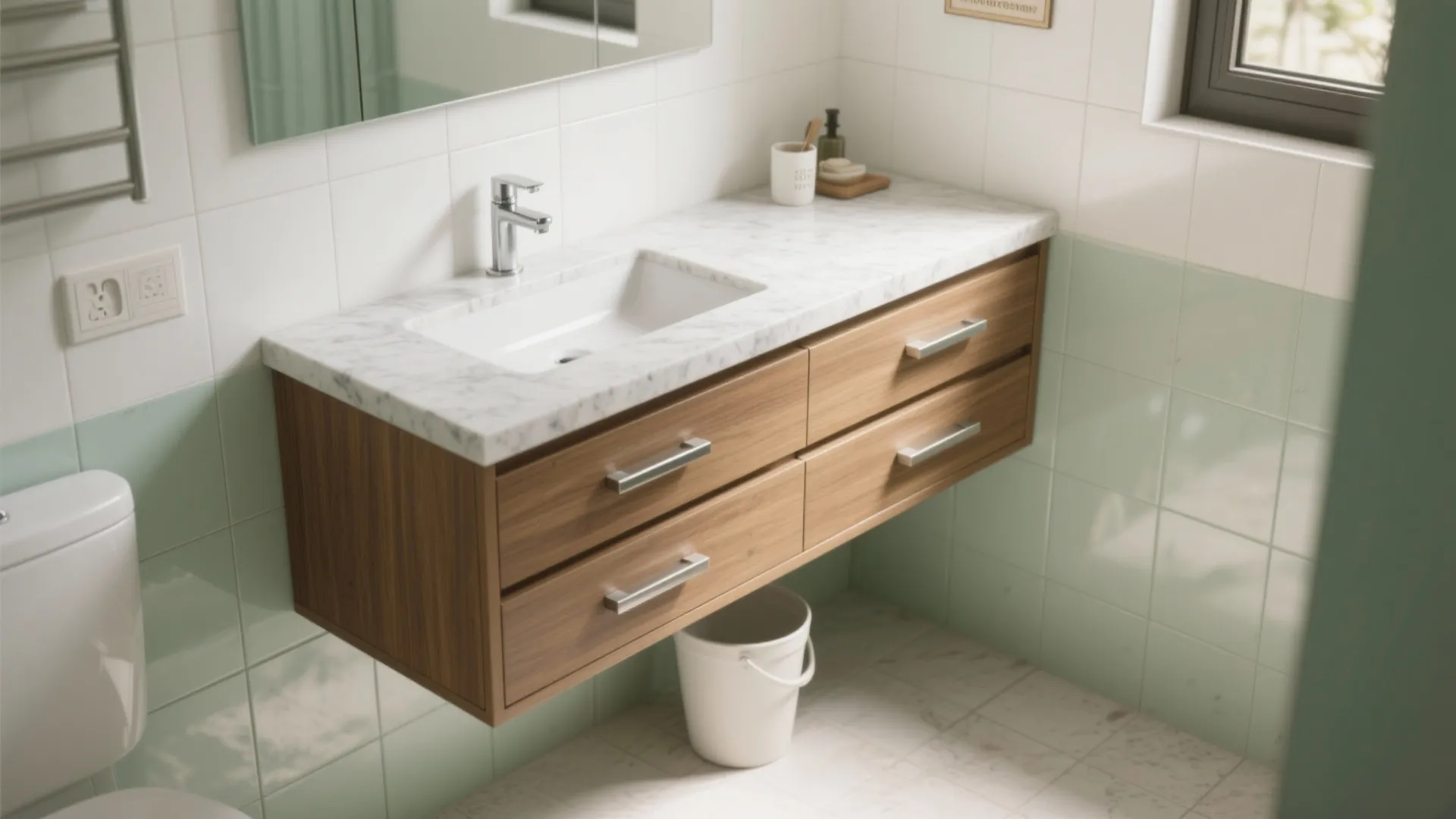Minimalist Wall-Mounted Vanity With Deep Drawers