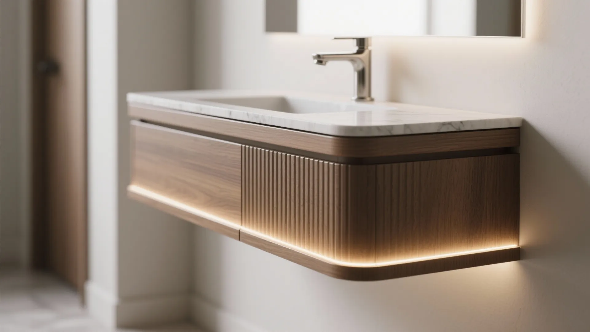 Floating vanity with hidden storage