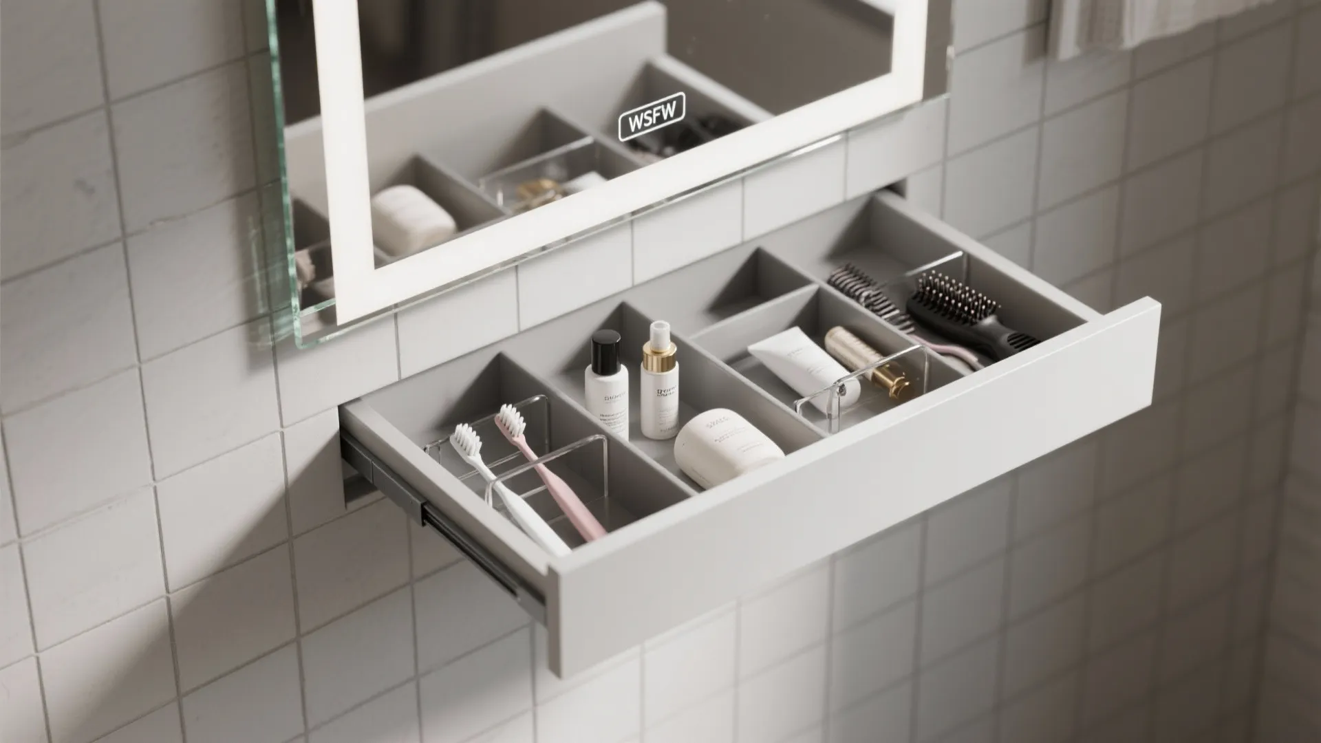 Wall-Mounted Vanity with Slim Drawers