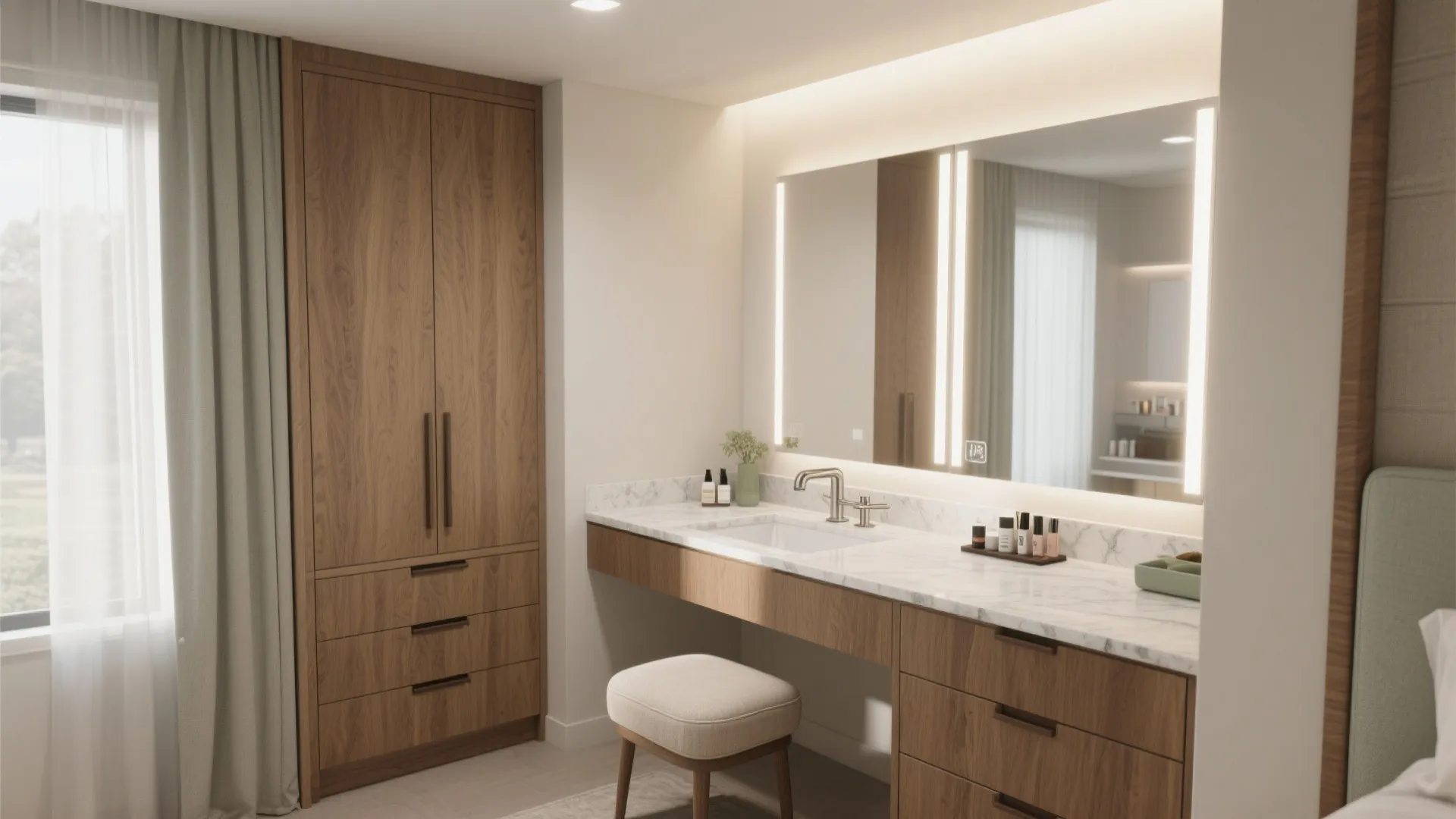 Integrated Vanity-Dresser Station