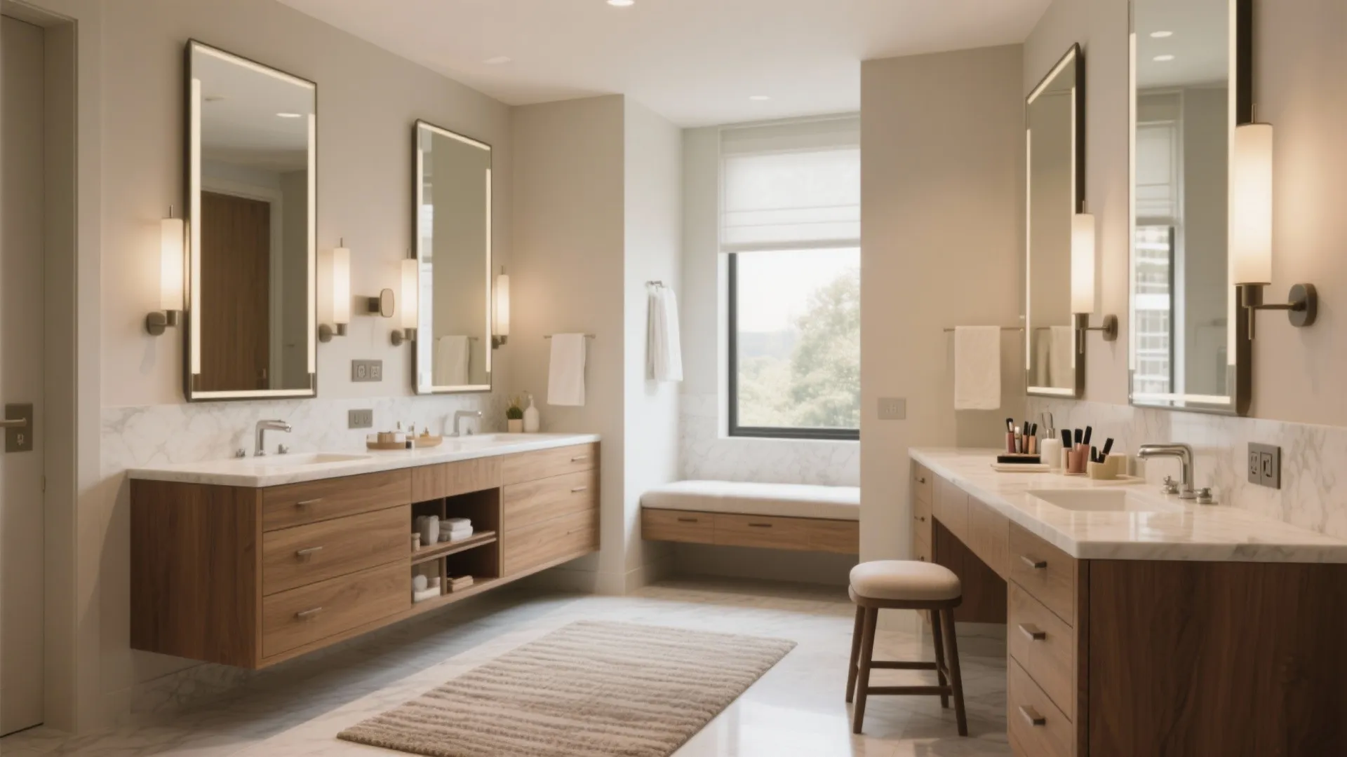 2. Create separate vanity and dressing areas