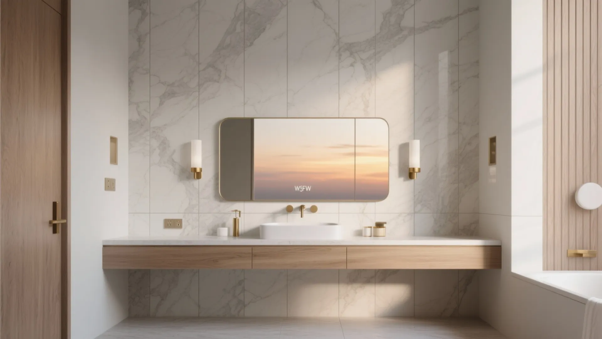 Full-Height Feature Wall Behind Vanity or WC