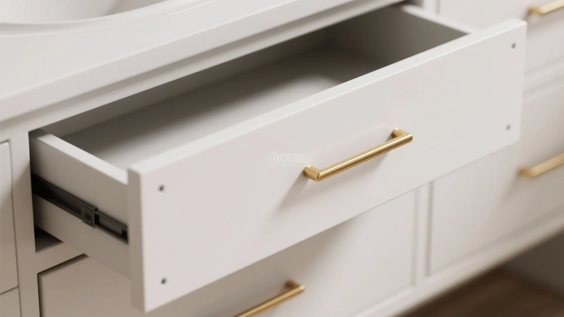4. Gold Hardware on White Vanity