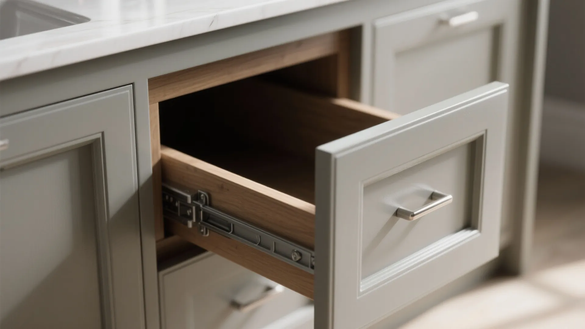 2. Integrated Vanity Chute Behind a False Drawer
