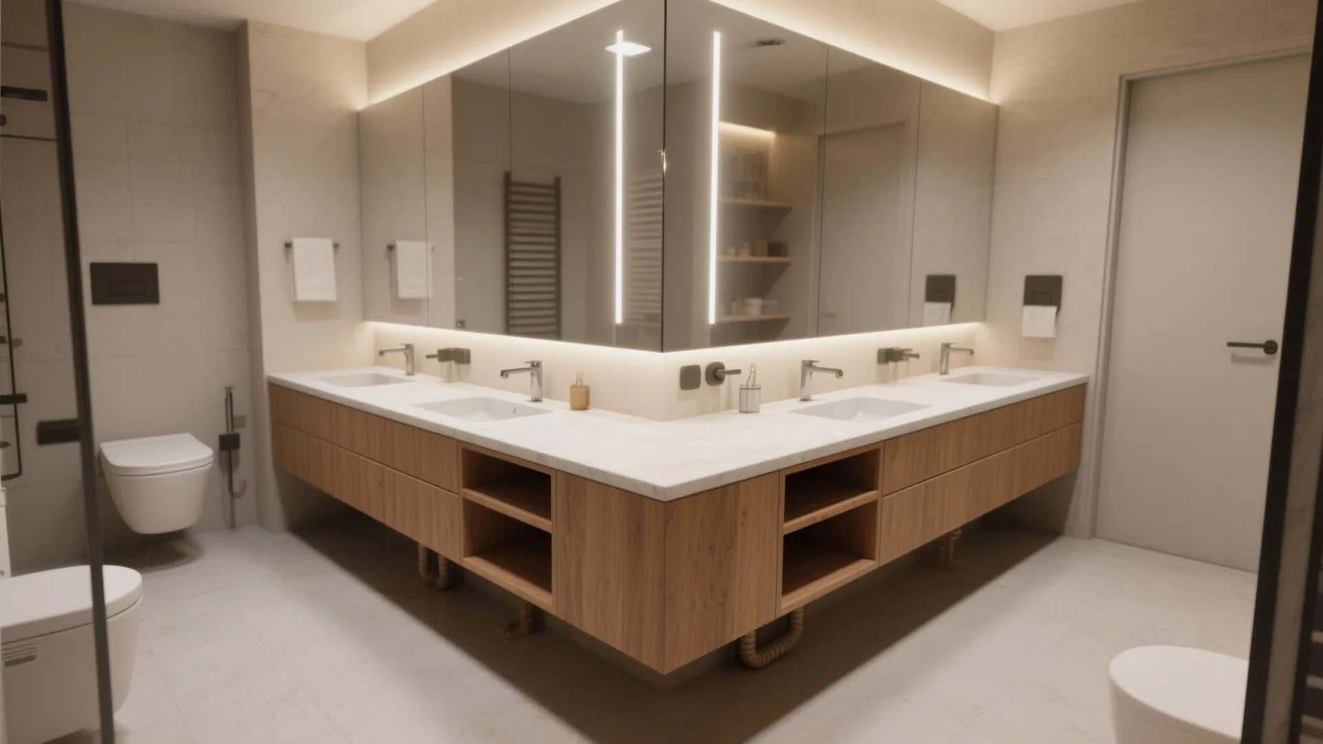 2. Vanity island: double-sided storage