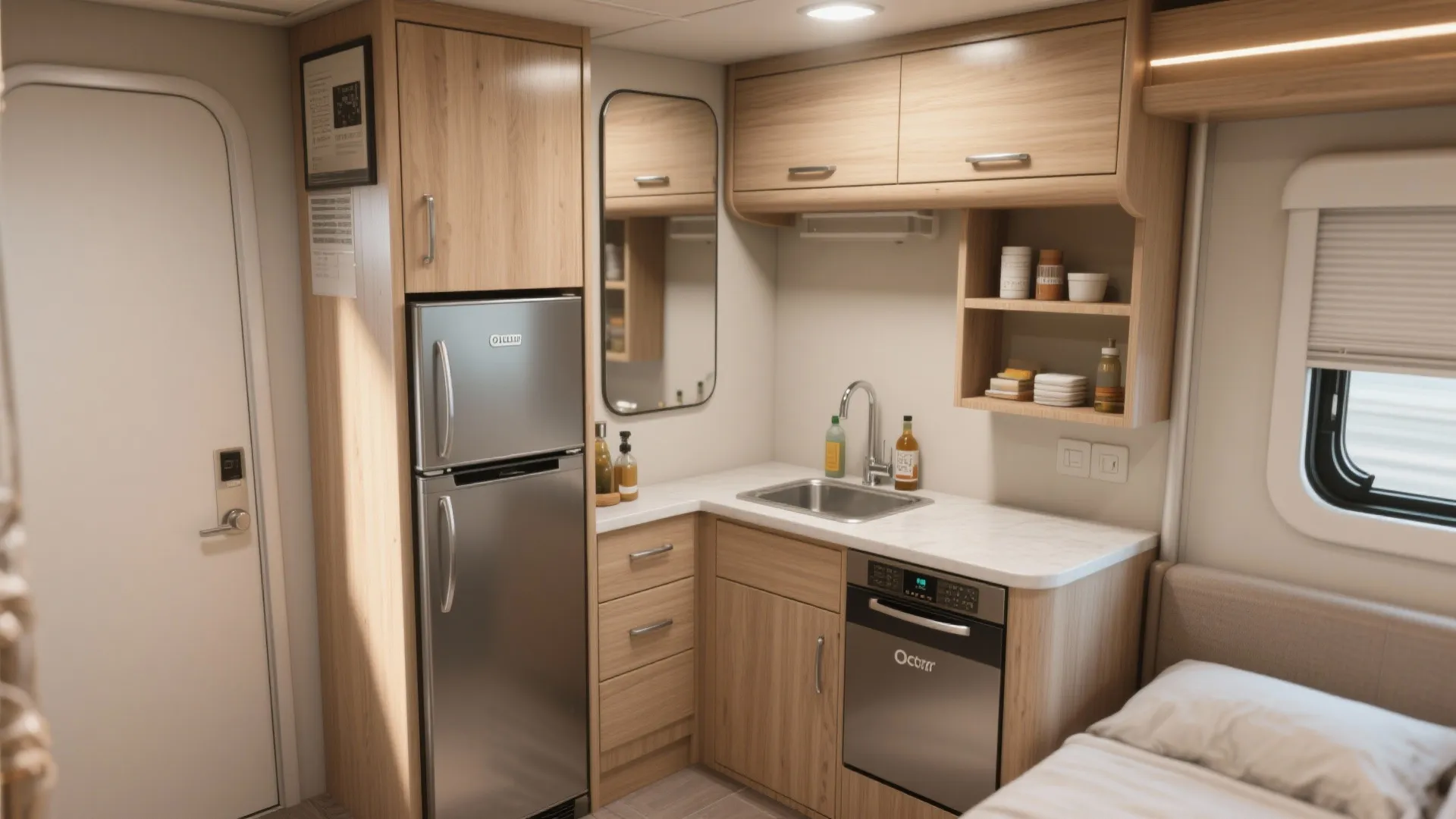 5. Design a compact vanity or kitchenette corner