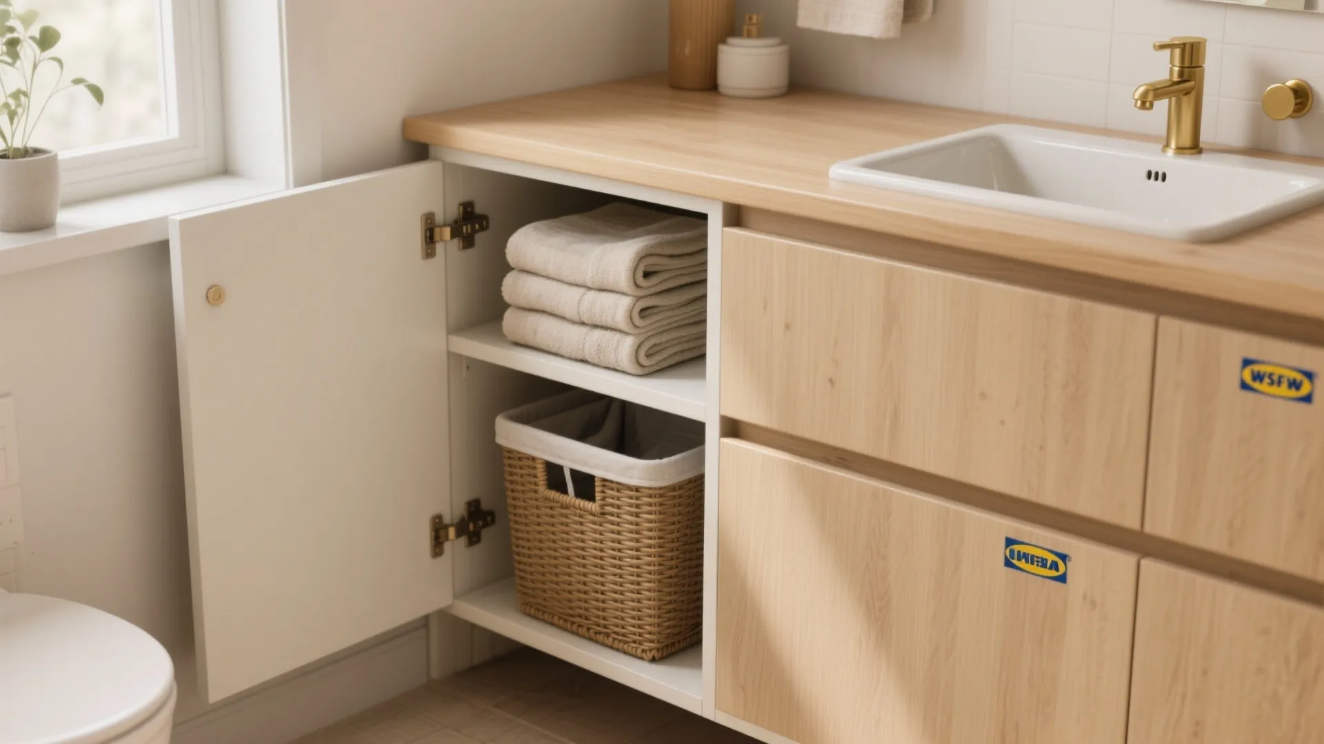 2. Choose multipurpose pieces (vanity + laundry combo)