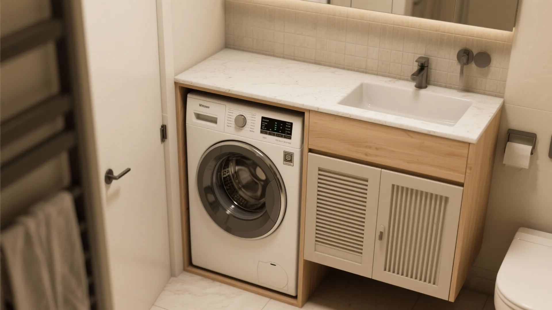 Bonus layout tip: combine vanity + laundry smartly