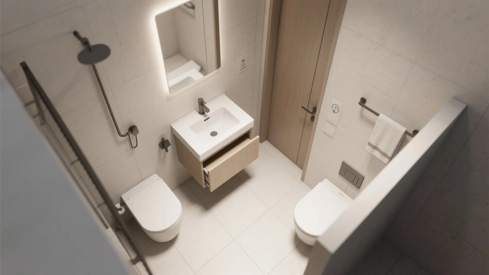 Wall-Hung Vanity with Integrated Storage