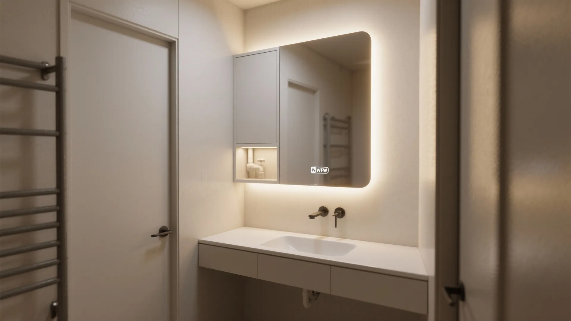 5. Vanity nook with mirror cabinet
