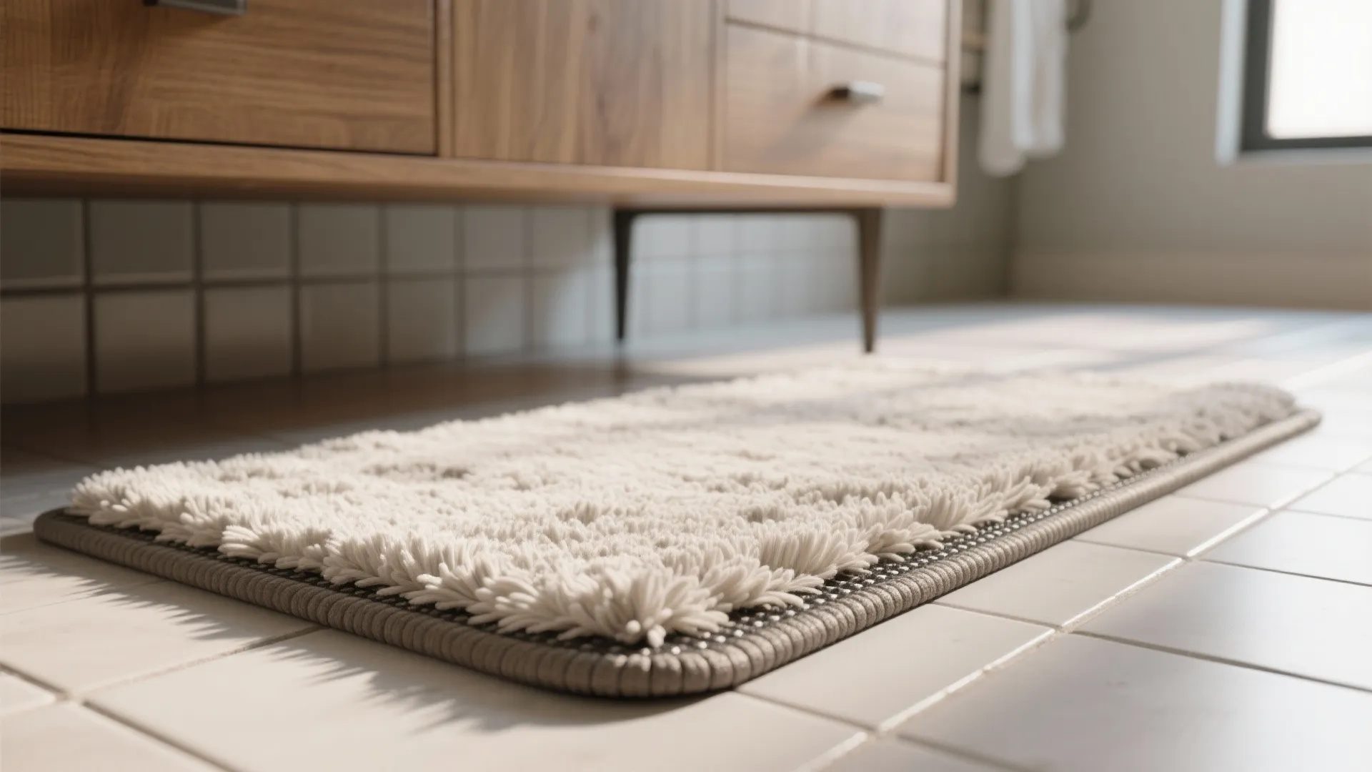 1. Centered runner in front of the vanity