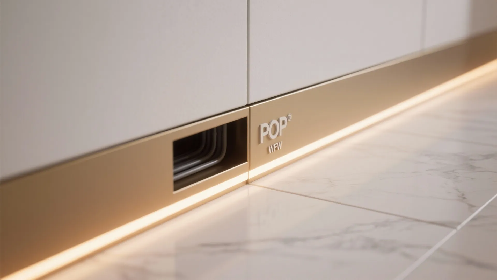 Floating Vanity With POP Skirt and Hidden Towel Slot