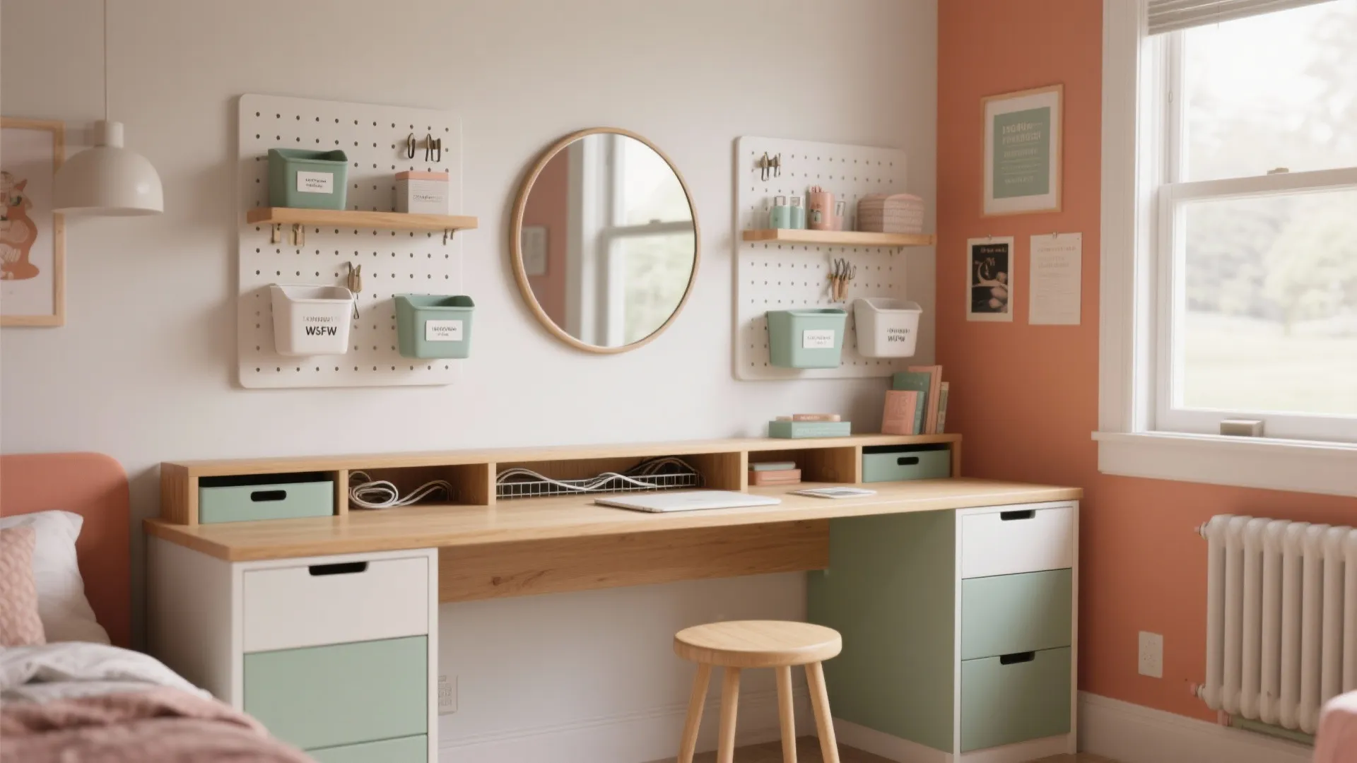 Smart Vanity-Study Combo With Pegboards