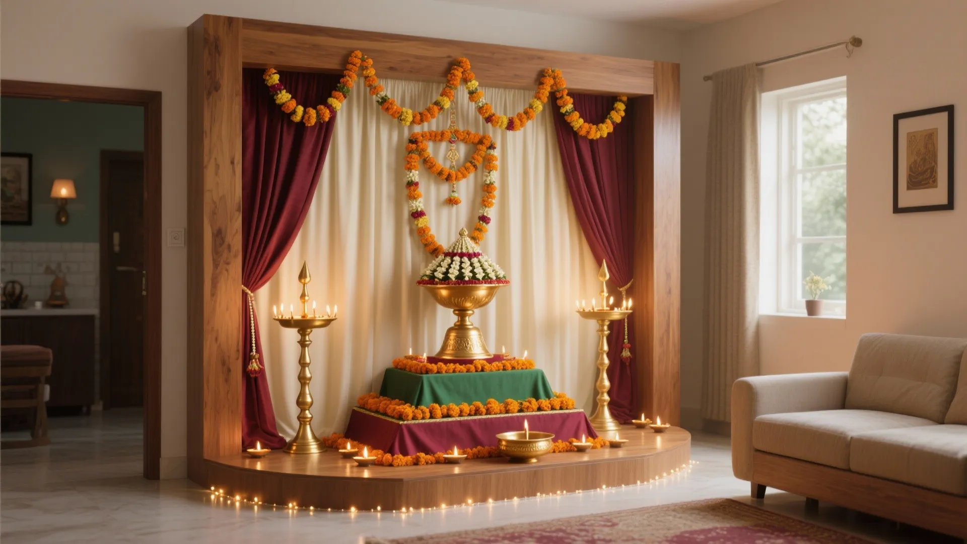5 Varalakshmi Pooja Decoration Ideas for Small Homes: A designer’s guide to stunning, compact Varalakshmi Pooja decoration items online