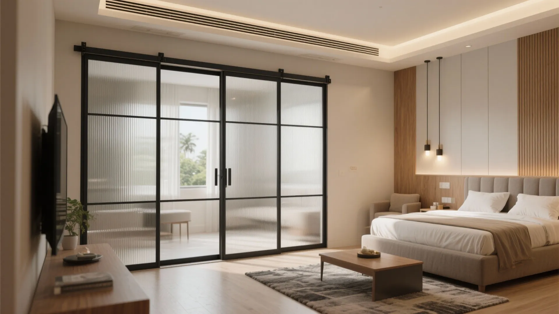 Sliding Partitions To Flex Living And Bedroom