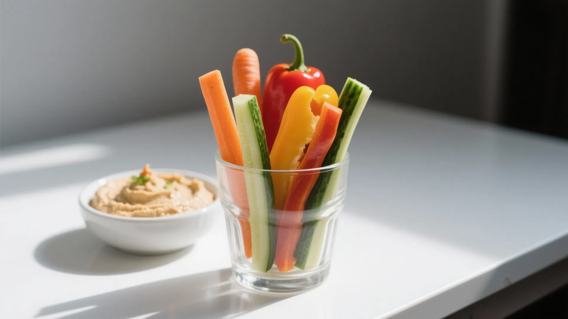 1. Fresh Veggie Sticks with Hummus