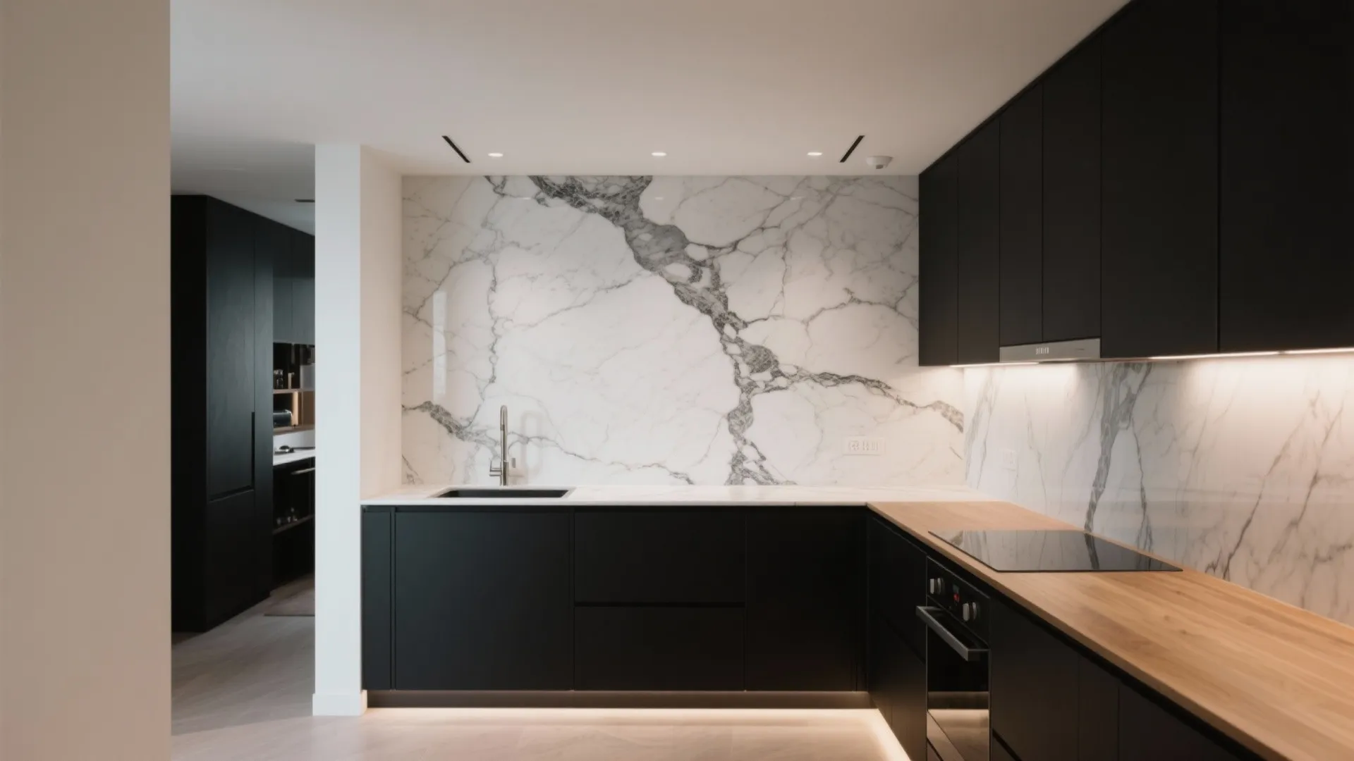1. Marble or Quartz with Strong Veining