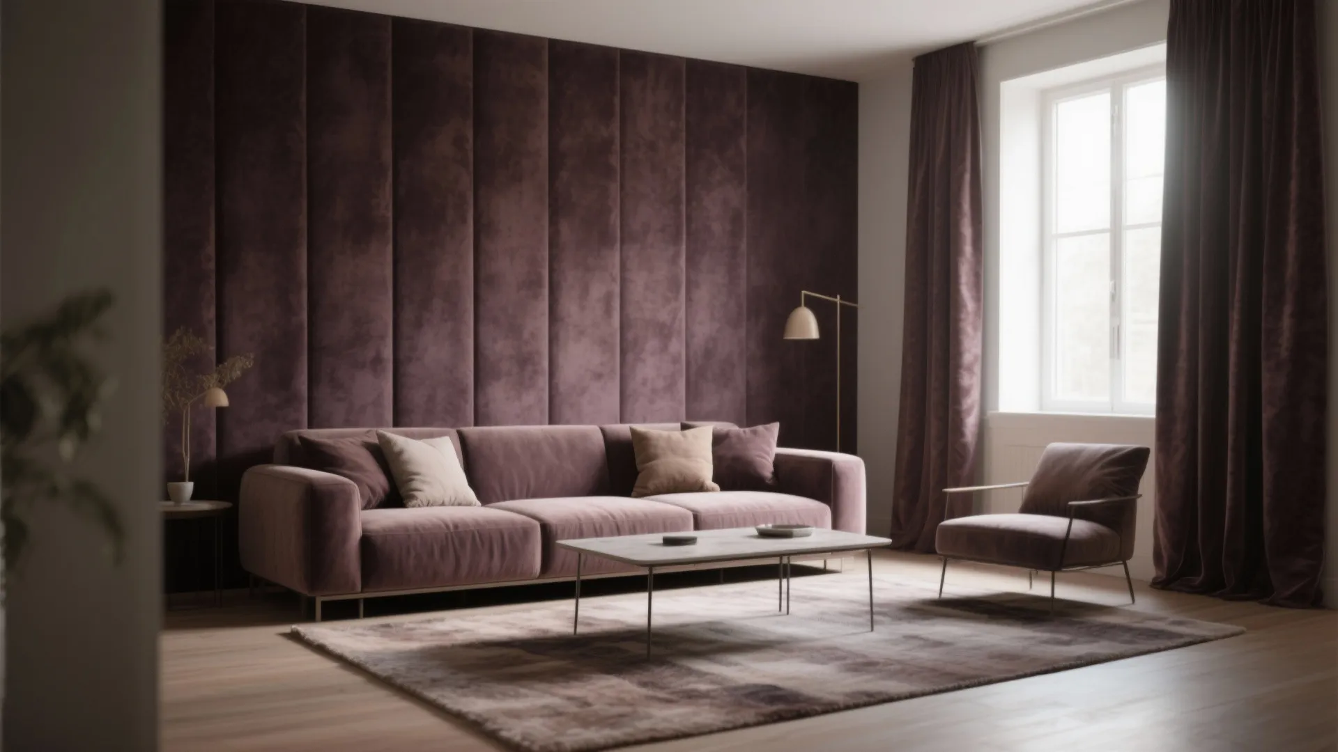 1. Velvet Accent Wall for Tiny Living Rooms