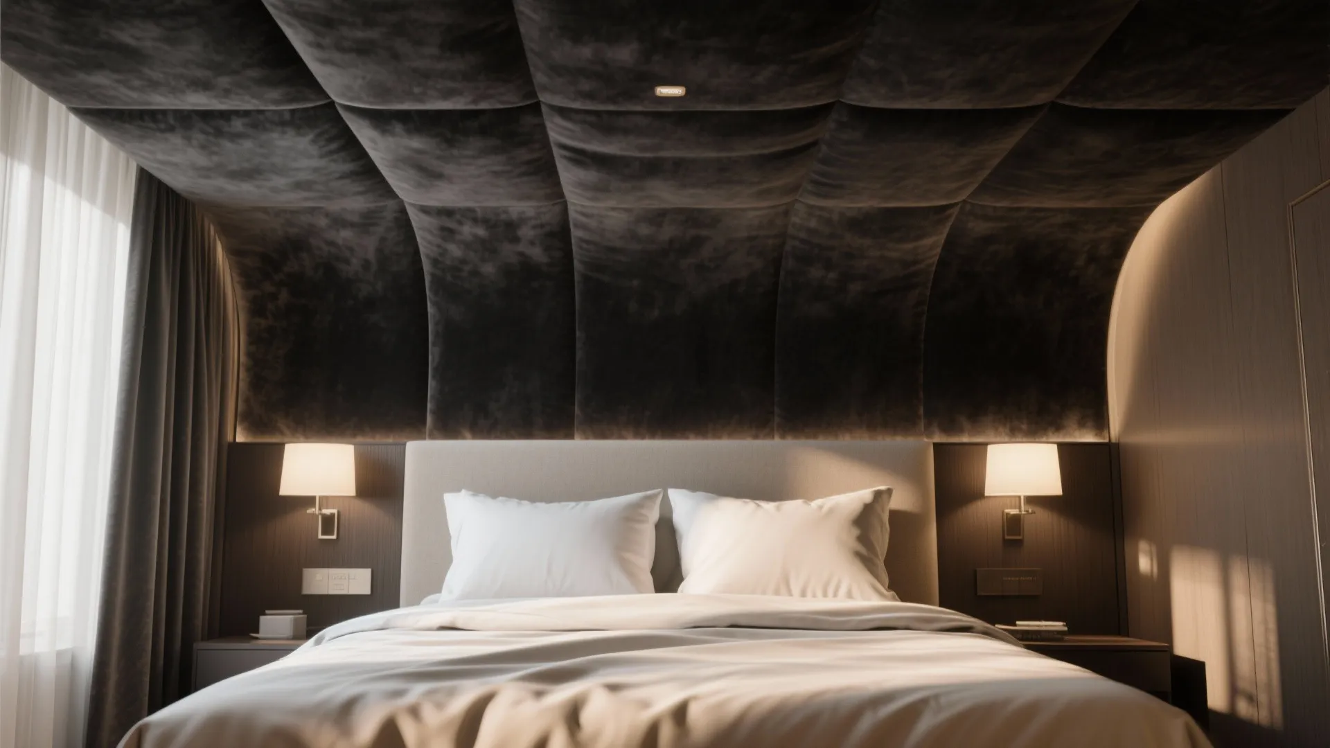 3. Velvet Ceiling for Luxe Texture