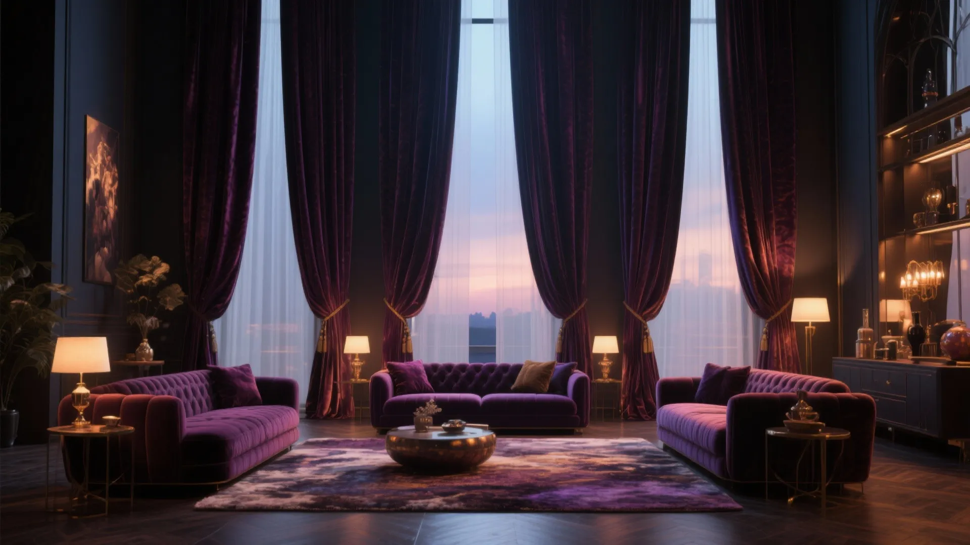 2. Floor-to-Ceiling Velvet Drapes